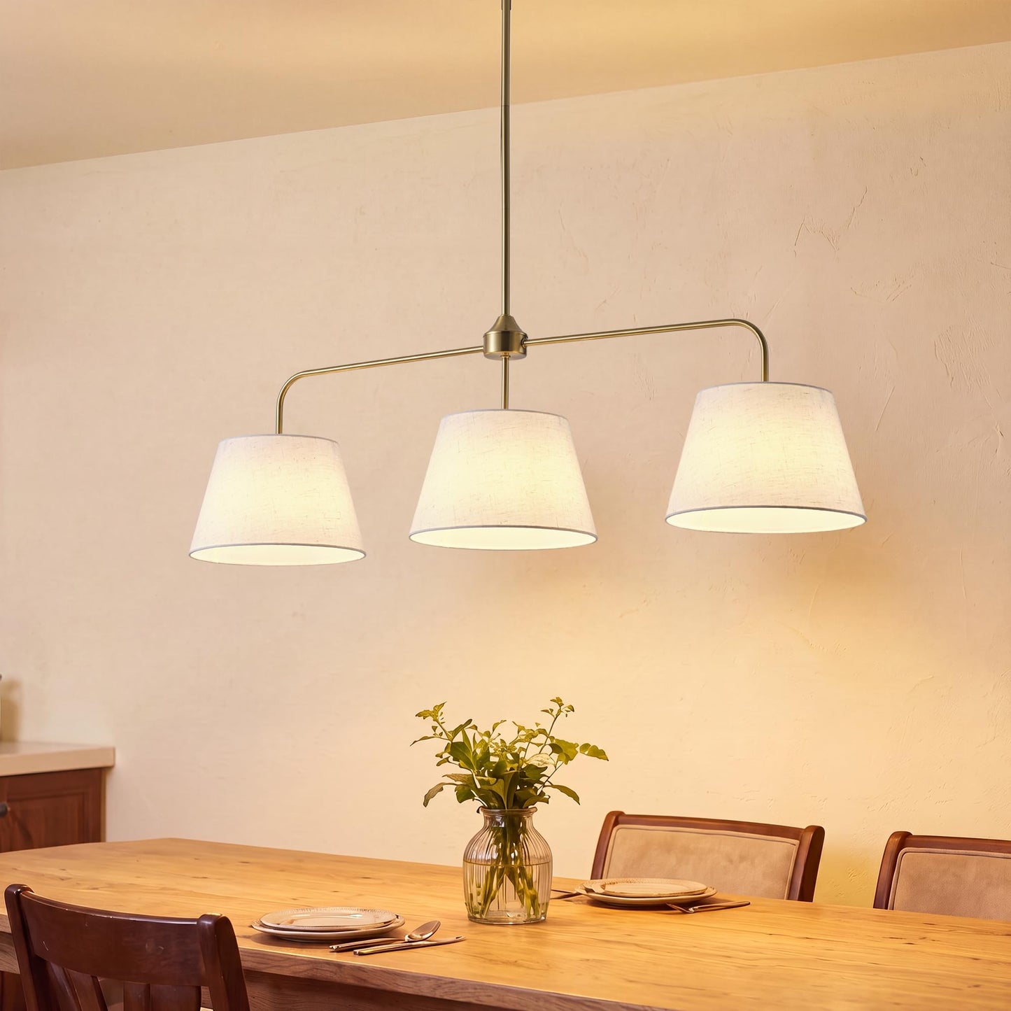 Linear Chandeliers for Dining Room 40.75in, Brass Kitchen Island Fixture