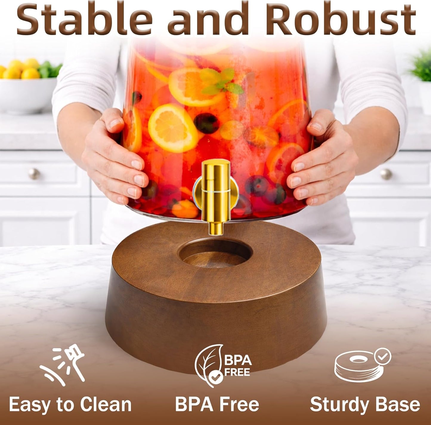 1.7 Gallon Glass Drink Dispenser, Large Glass Cold Beverage Dispensers with Faucet, Water Dispenser for Party, Bars and Home