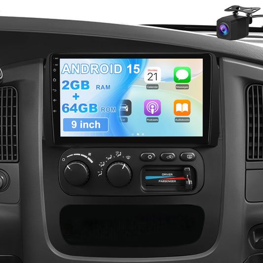 AWESAFE 4Core 64GB Car Radio Stereo for Dodge RAM 1500 2500 2002 2003 2004 2005, 9 Inch Touch Screen with Wireless CarPlay Andriod Auto 5G WiFi 2GB+64GB