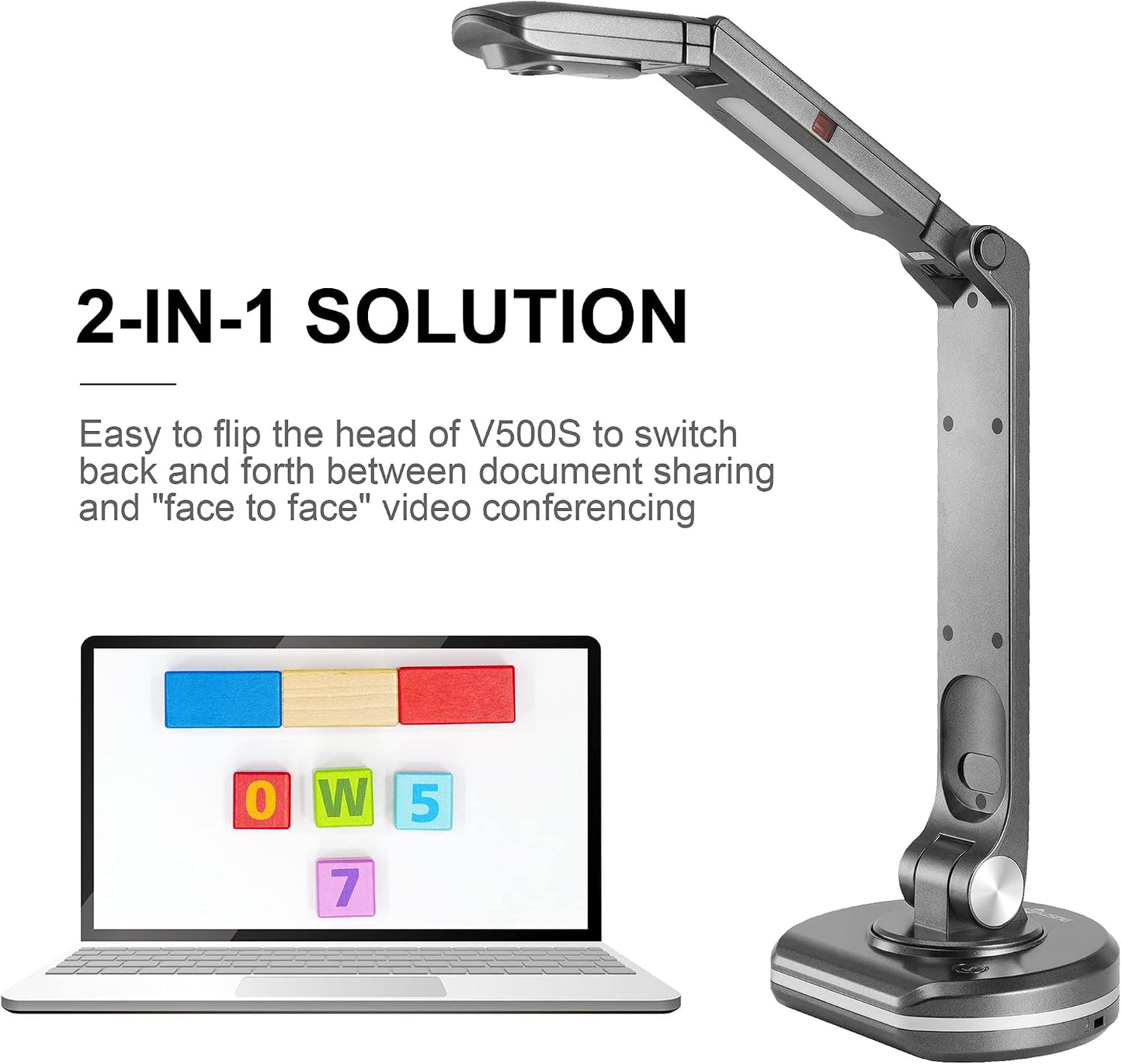 JOYUSING V500S 8MP Document Camera for Teachers, USB Visualiser for A3 Size, LED Light, AutoFocus, OCR for Windows, Classroom Presentation, Remote Teaching, Web Conferencing, Mac, Windows