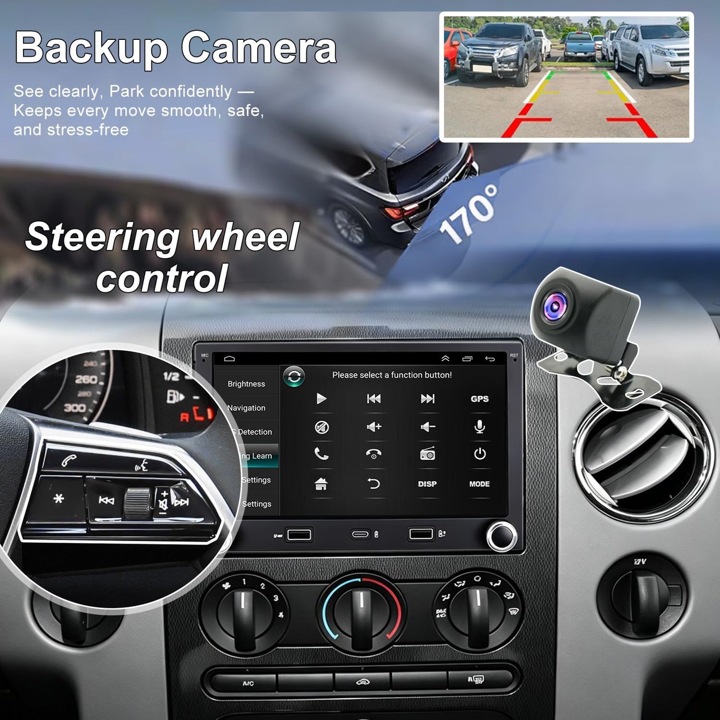 5G WiFi Car Radio for Ford Mustang 2005-2009, E150/E250/E350 2009-2014, Expedition 2007-2014, Explorer 2006-2010, Edge Fusion 7 Inch Touchscreen Stereo Wireless Carplay Android Auto GPS FM BT Camera