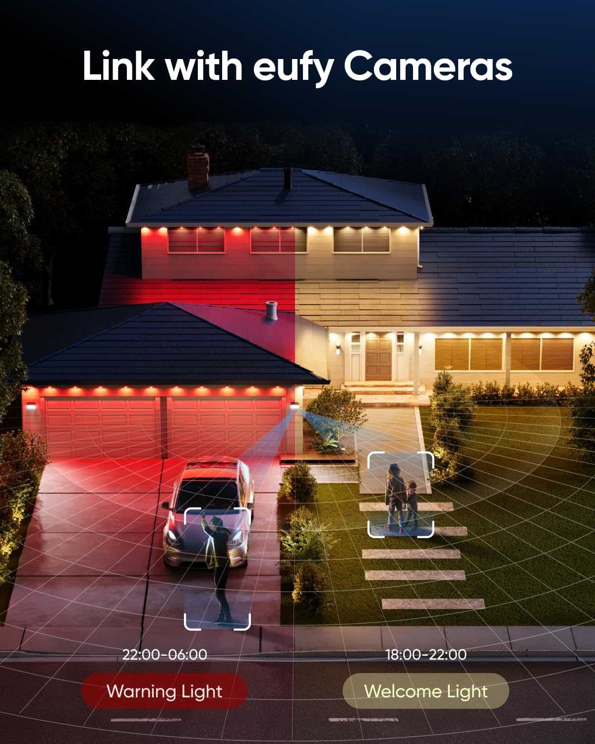 eufy Permanent Outdoor Lights E120, 50ft with 30 Dual-LED RGB and Warm White Eave Lights, IP67 Waterproof, App Control, AI Light Design, Endless Themes for Eas