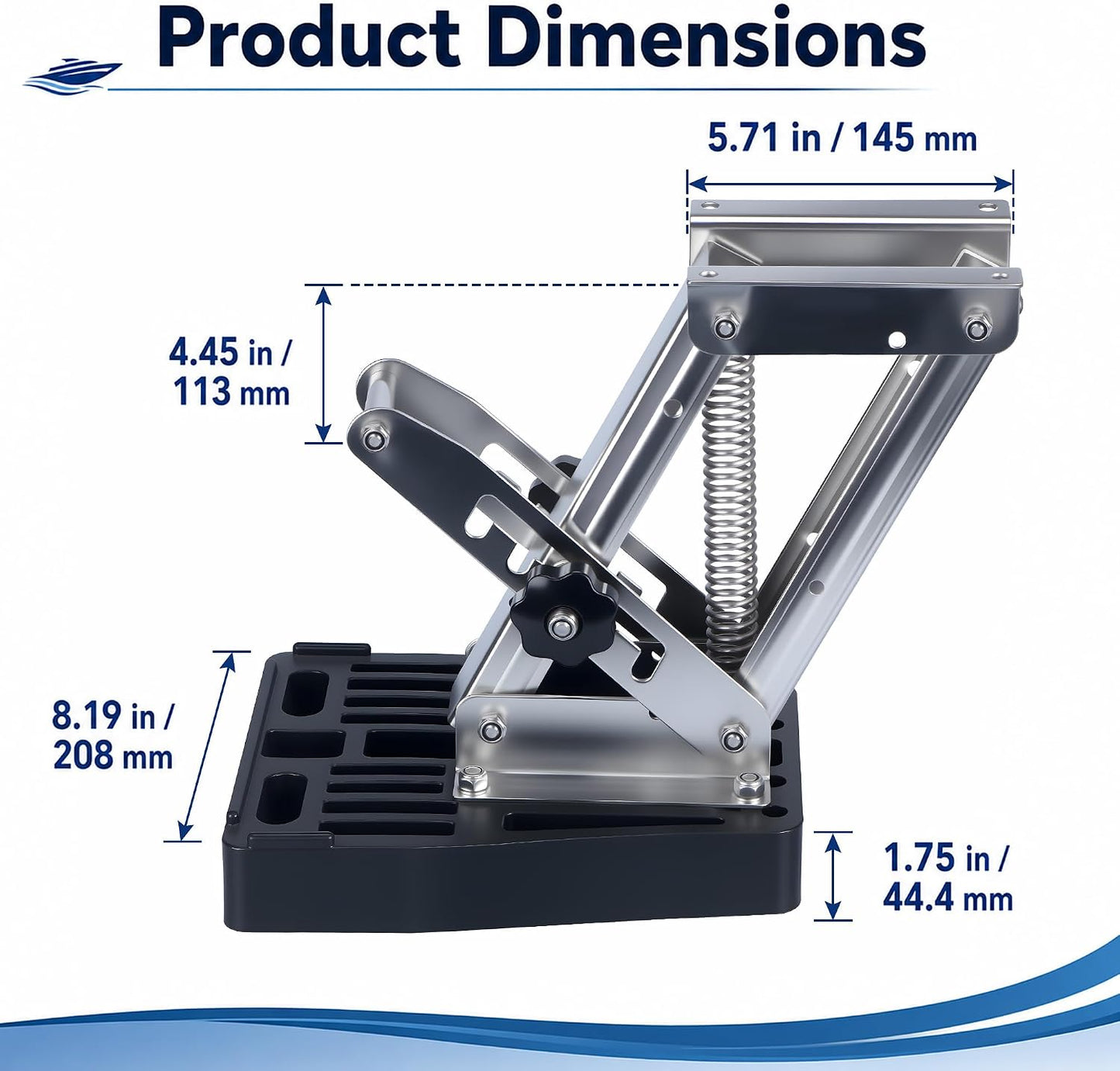 20 HP Outboard Motor Bracket, Heavy Duty Outboard Motor Mount | Stainless Steel Marine Kicker Motor Bracket, 20 HP Adjustable Auxiliary Boat Motor Mount for Yacht, Motorboats, Fishing Boats