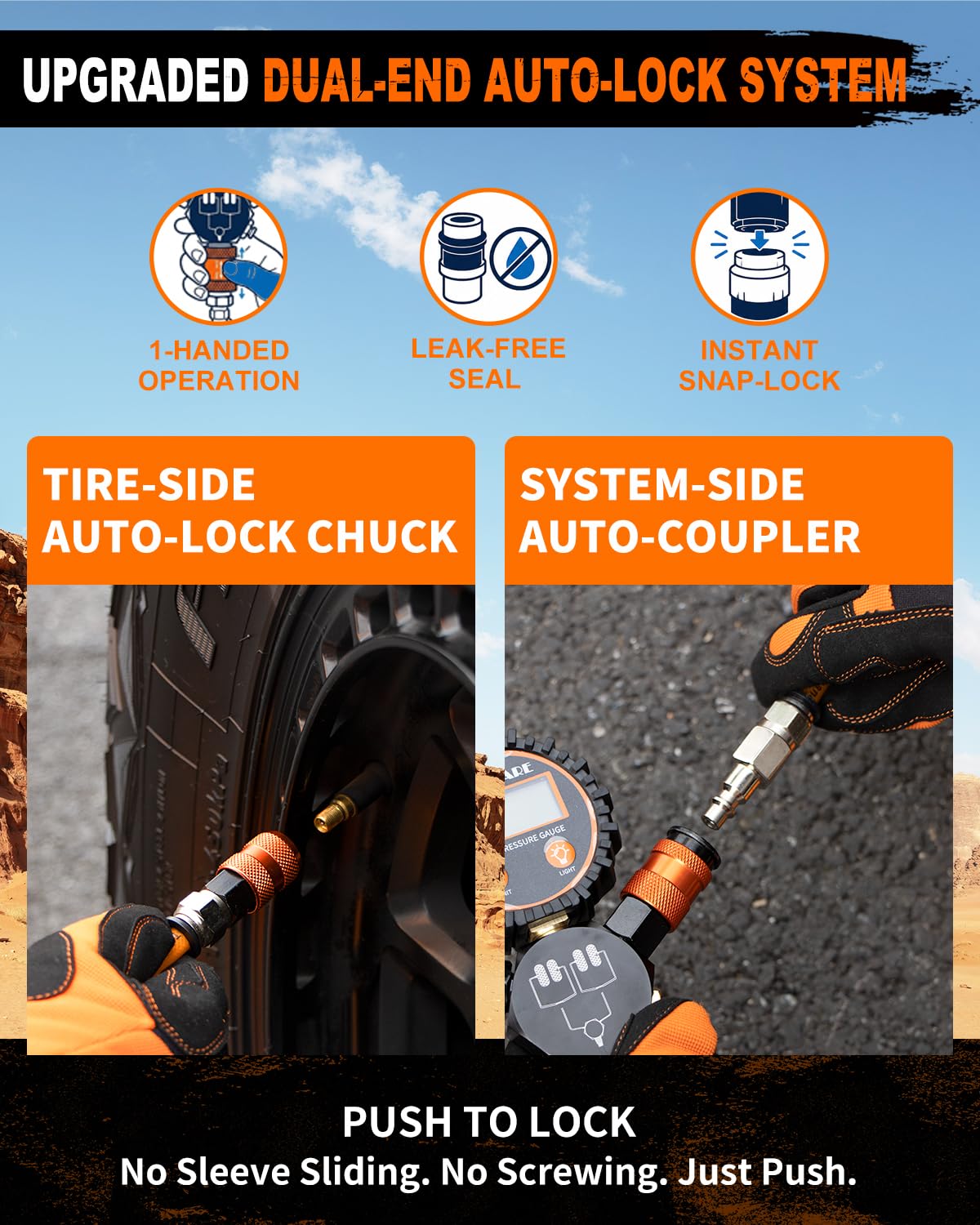 METOWARE 4 Tire Inflation & Deflation System with Digital Gauge, Air Up Down Kit for Truck SUV Off-Road, 4-Wheel Inflation All at Once, Fits Up to 255" Wheelbase, Leak-Free Design, Manual Bleed Valve