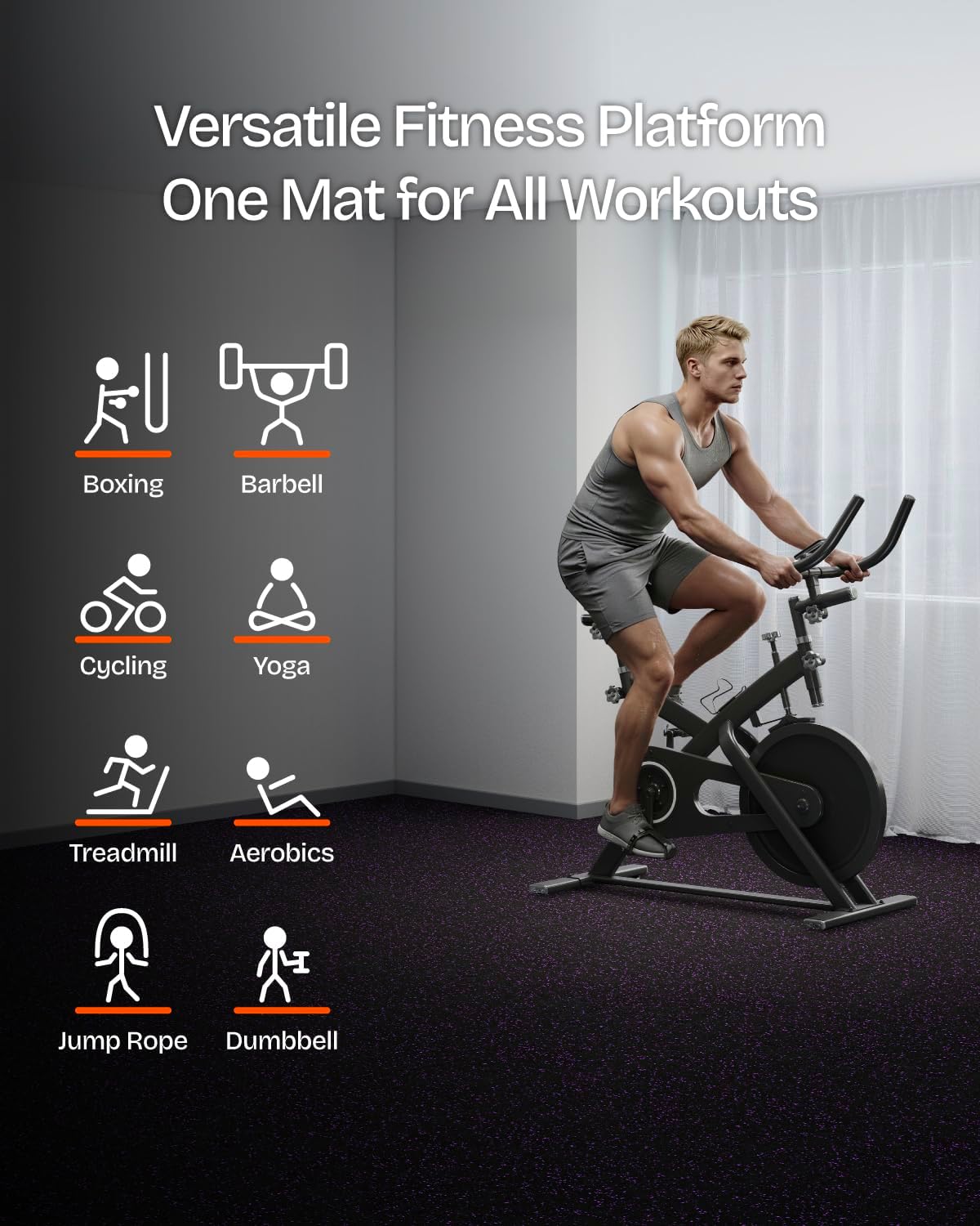 0.56 Inch Thick 48 Sq Ft Gym Flooring for Home Gym, 12 Tiles Robust Rubber Top with Eva Foam Exercise Equipment Mats, Protective Flooring Puzzle Mat for Fitness Room