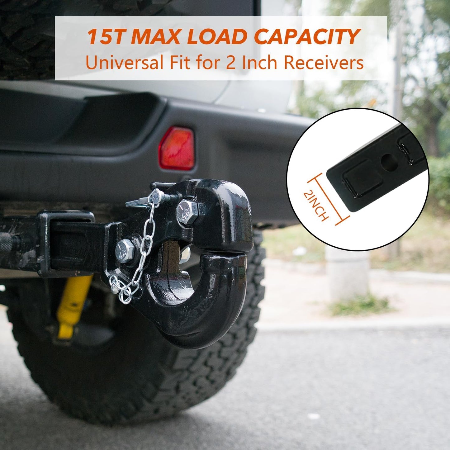 Heavy-Duty Pintle Hitch for 2 Inch Receiver, 33,000 lbs Towing Capacity, Pintle Trailer Hitch with 1 Hitch Pin Lock, Flexible Hook & High-Strength Carbon Steel Design, Fit for Trucks, SUVs