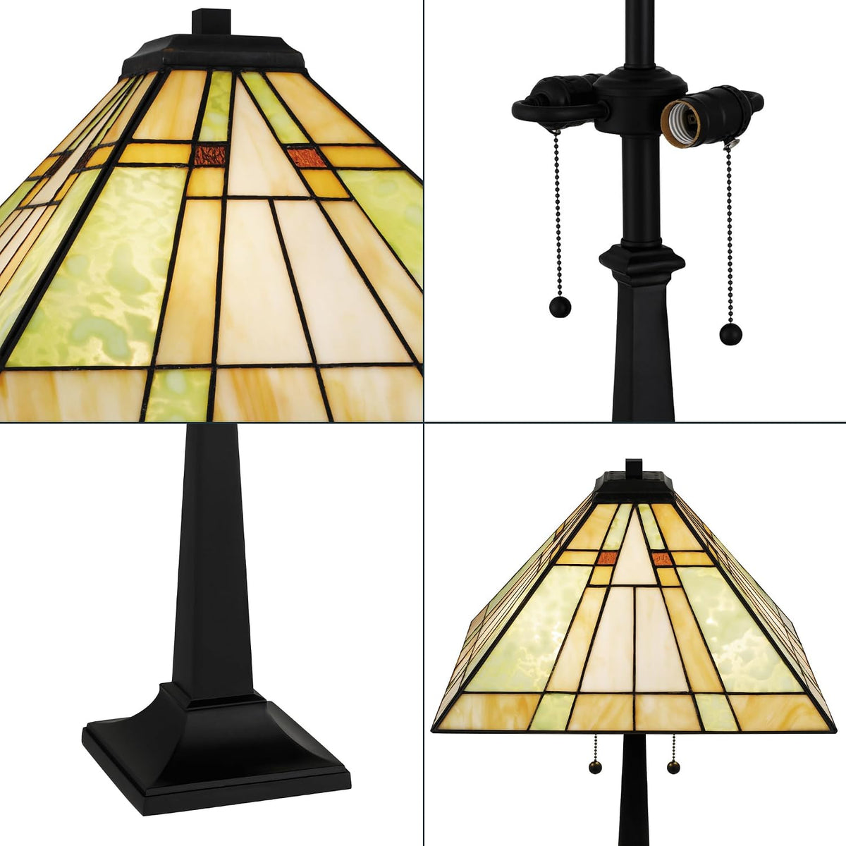 Quoizel Springfield 25" Matte Black Tiffany-Style Table Lamp