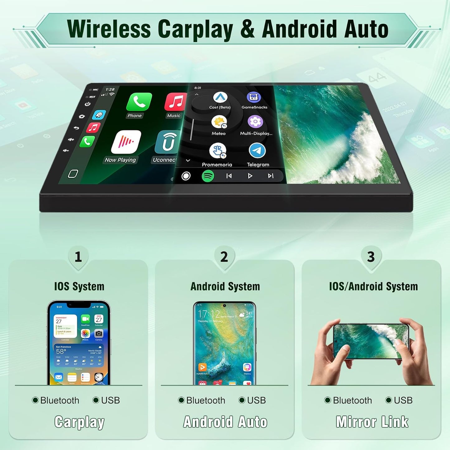 10-Inch Android 15 Radio for Honda Accord 2008–2013, Wireless CarPlay & Android Auto, IPS HD Touchscreen Stereo, Bluetooth 5.0, Wi‑Fi GPS Navigation, 2GB RAM 32GB ROM, AM/FM/RDS, SWC Headunit