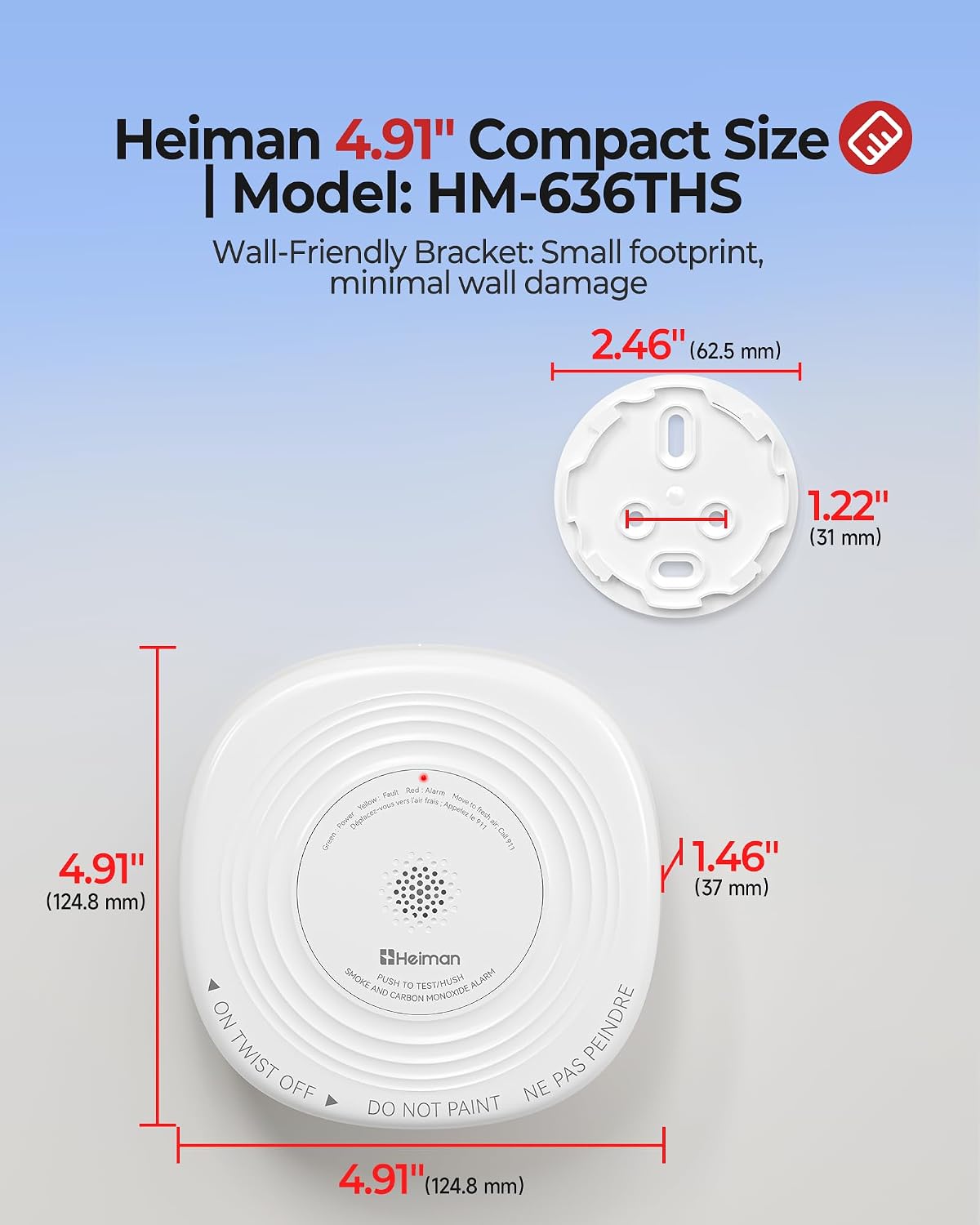 Heiman Smoke and Carbon Monoxide Detector 10-Year Sealed Battery, 3-Pack | UL 217 10th/UL 2034 5th Certified/85 dB Alarm, Photoelectric Fire Smoke Alarm & CO Detector for Home Hotel Rental Apartment