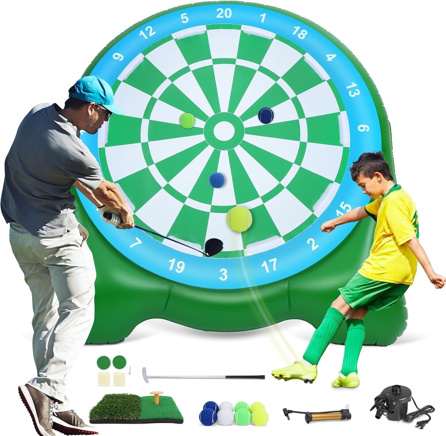 Innovative Bucket Golf Games, Giant Darts with Over 10 Golf Games, Oversized Backyard Golf Game with Air Pump, Portable Yard Games for Adults, Out