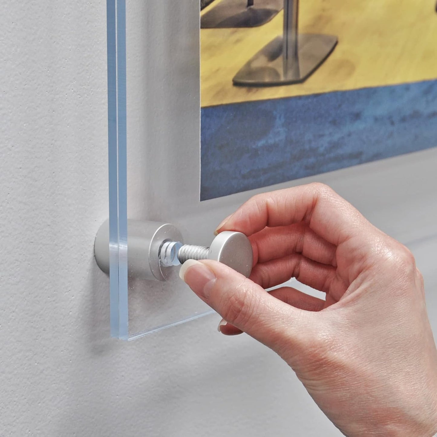 Azar Displays 105530 Floating Acrylic Wall Frame with Silver Stand Off Caps: 22" x 28" Graphic Size. Overall Frame Size: 26" x 32", Silver