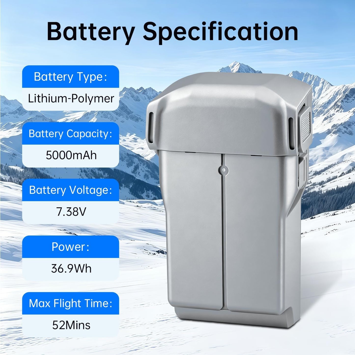 5000mAh Mini 5 Pro/4 Pro/3 Battery,(1 Pack) 52 Mins Max Flight Time Replacement Intelligent Flight Battery,Compatible with DJI Mini 5 Pro Drone