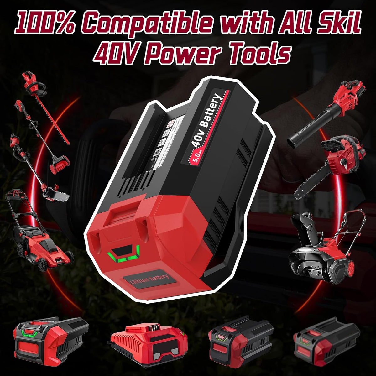 5.0 Ah Battery Compatible with Skil 40 V Battery BY8708-00