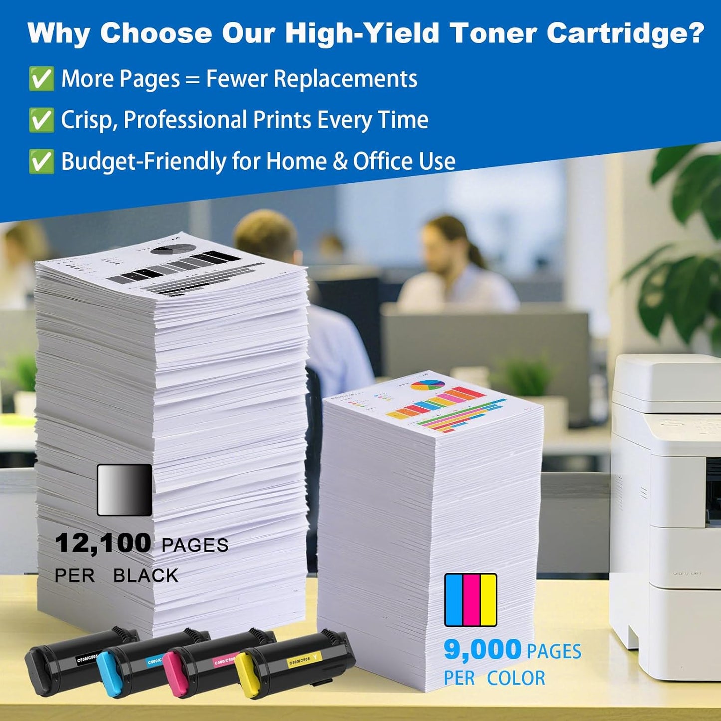 Extra High Yield VersaLink C500 C505 Toner Cartridge (12,100 Pages) Replacement for Xerox VersaLink C500 C500DN C500N C505 C505DN C505N C505S C505X Printers(106R03869 106R03866 106R03867 106R03868)