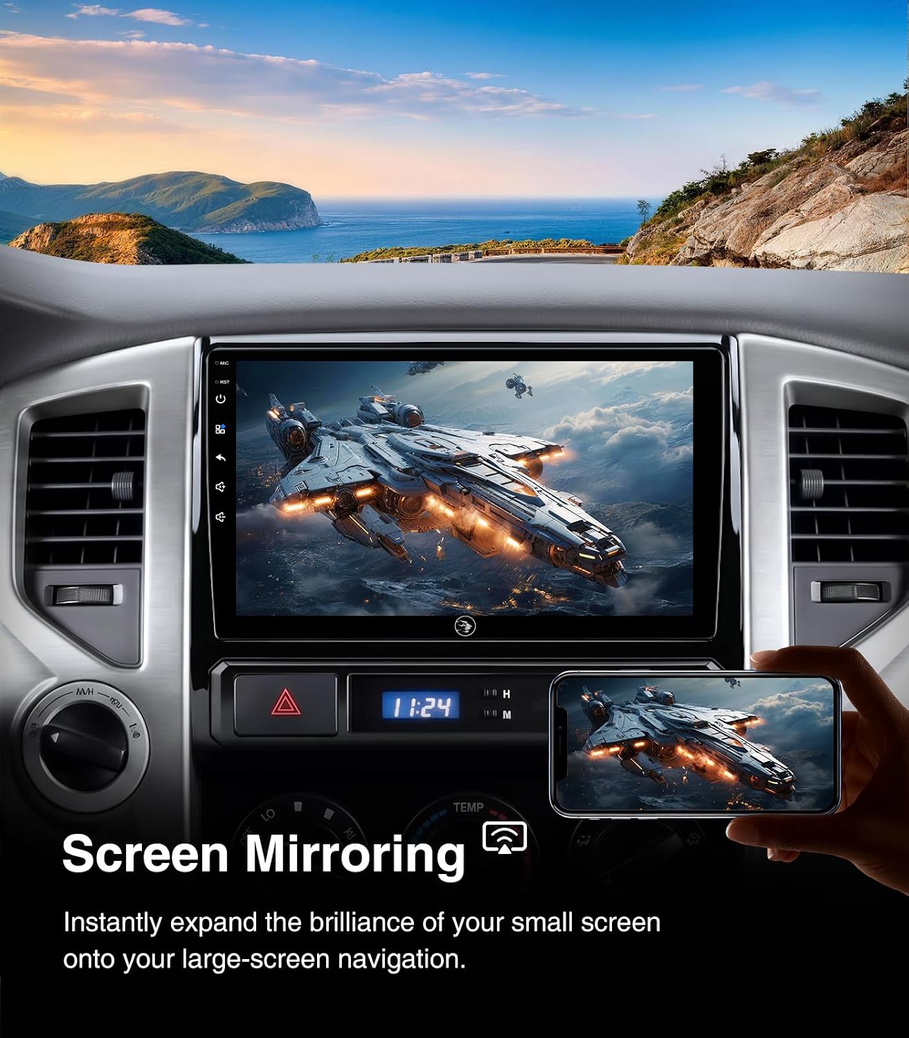 9 inch Car Stereo Dash Kit Replacement for Toyota Tacoma Radio Upgrade 2005-2011, Linux Touch Screen Head Unit w/Wired Wireless CarPlay Andriod Auto Navigation FM/AM