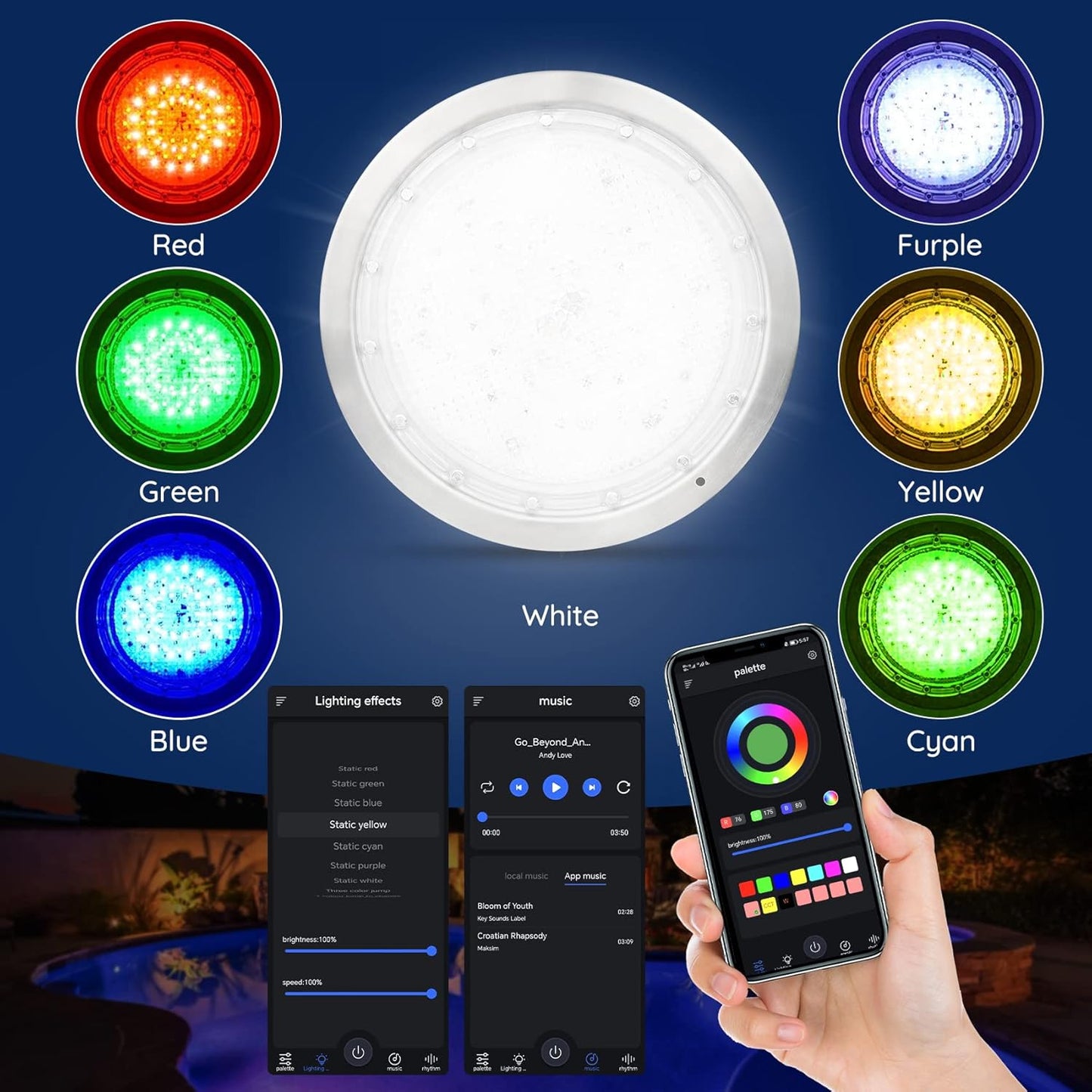 SH101200 LED RGBW 10 Inch AC120V Pool Lights for Inground Pool, Led Lights for Inground Pool
