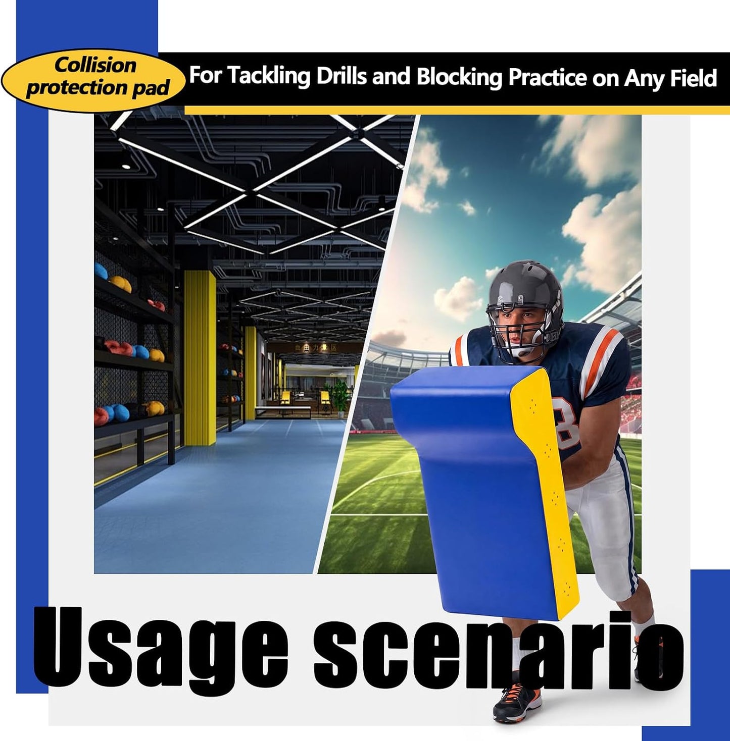 Tinideya Wedge Football Blocking Pad with Handles Denser Softer Foam Sport Tackle Shield Portable Rugby and Football Training Equipment for Blocking, Bumping and Contact Drills, 32 x 16 x 9 in