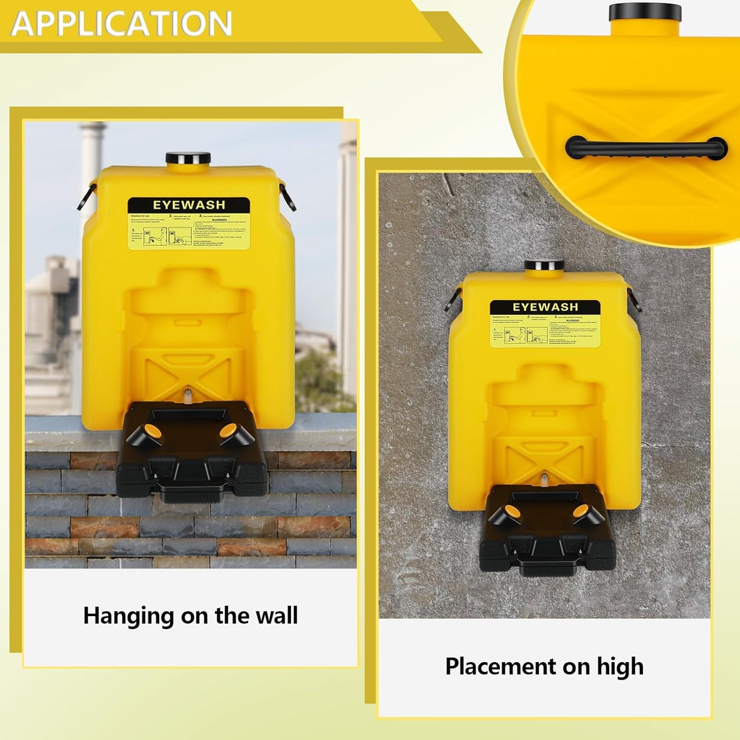 14 Gallons Eye Wash Station OSHA-Approved, Wall Mounted Eyewash Station Lasting for 15 Minutes