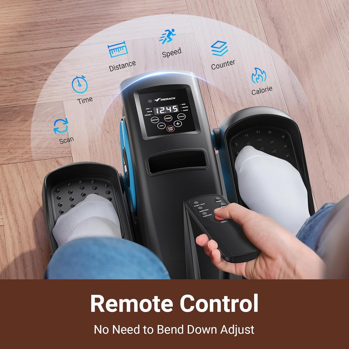 Under Desk Elliptical with Remote Control, 12 Adjustable Speeds, Quiet and Compact Design for Home and Office Use