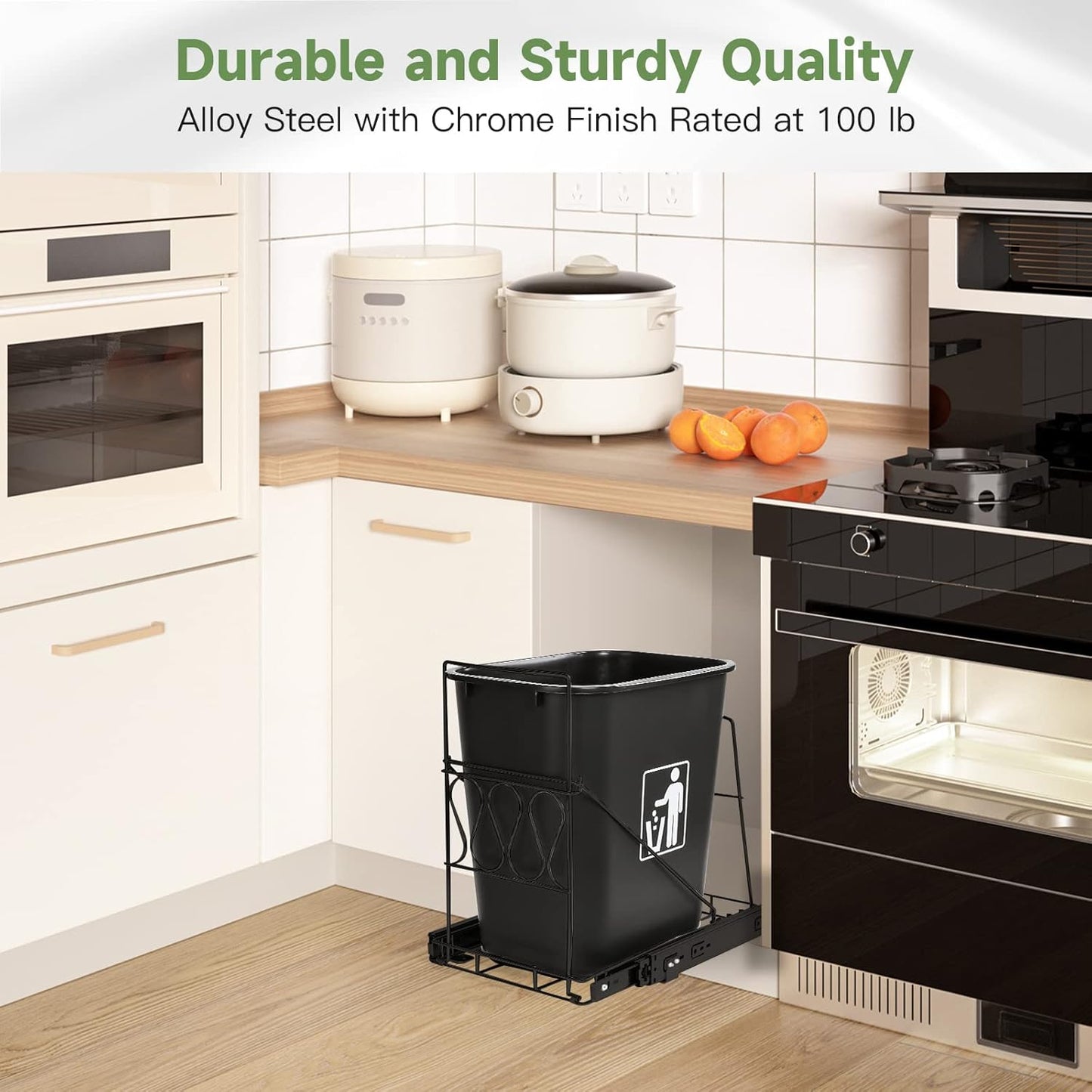 CNIOEPL Pull Out Trash Can Under CabinetTrash Can Not Included, Adjustable Garbage Slide-Out Shelf for Kitchen, undersink Organizers and Cupboard