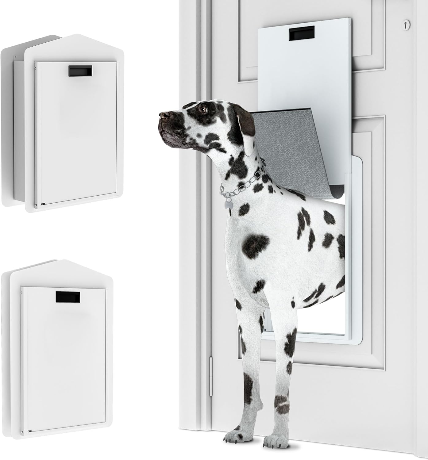 Stainless Steel/Aluminum Alloy Dog Door w/Vinyl Door for Dogs up to 100lbs