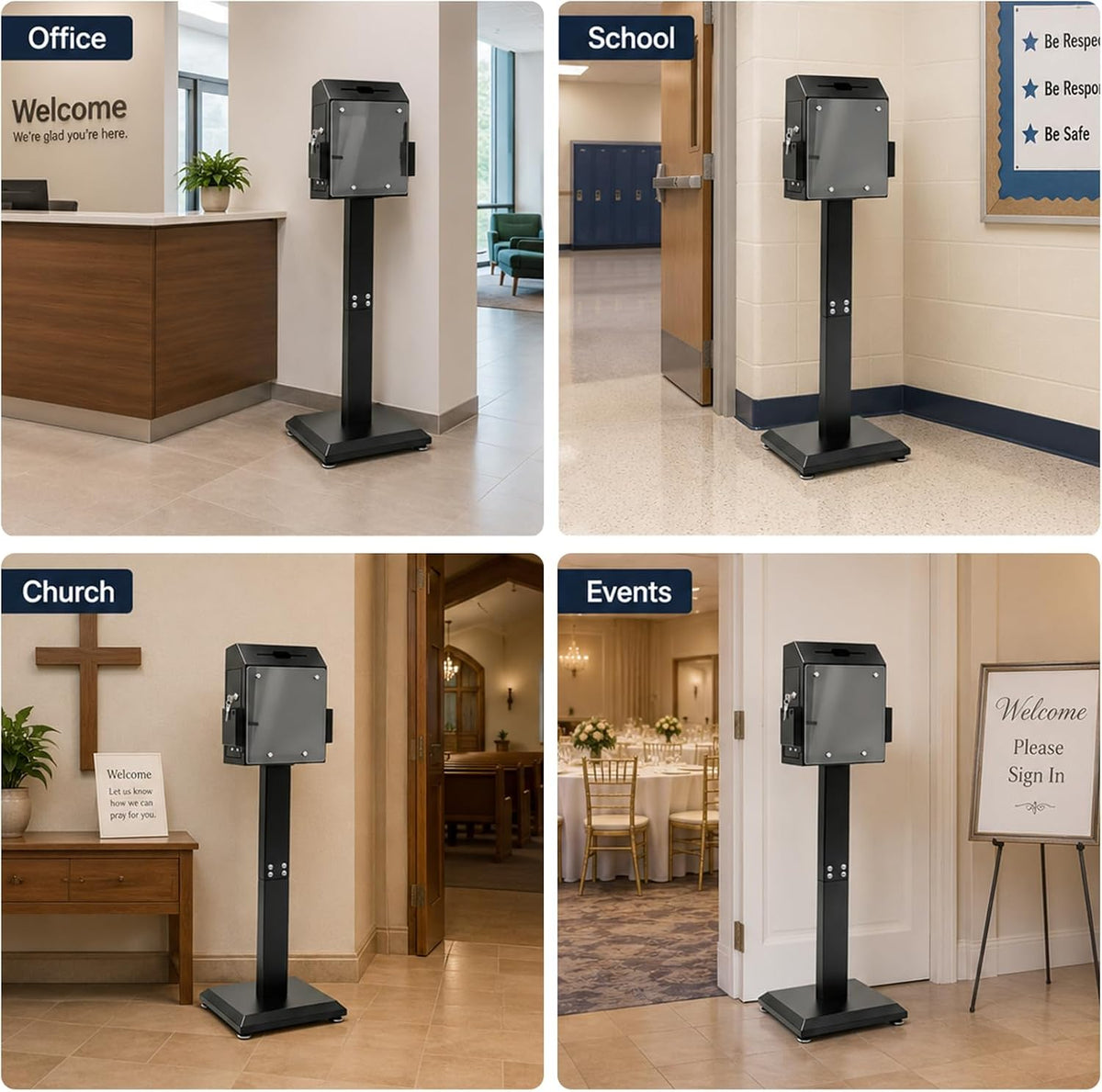 Suggestion Donation-Offering Box Standing - Metal Suggestion Box with Lock for Voting Donations Elections