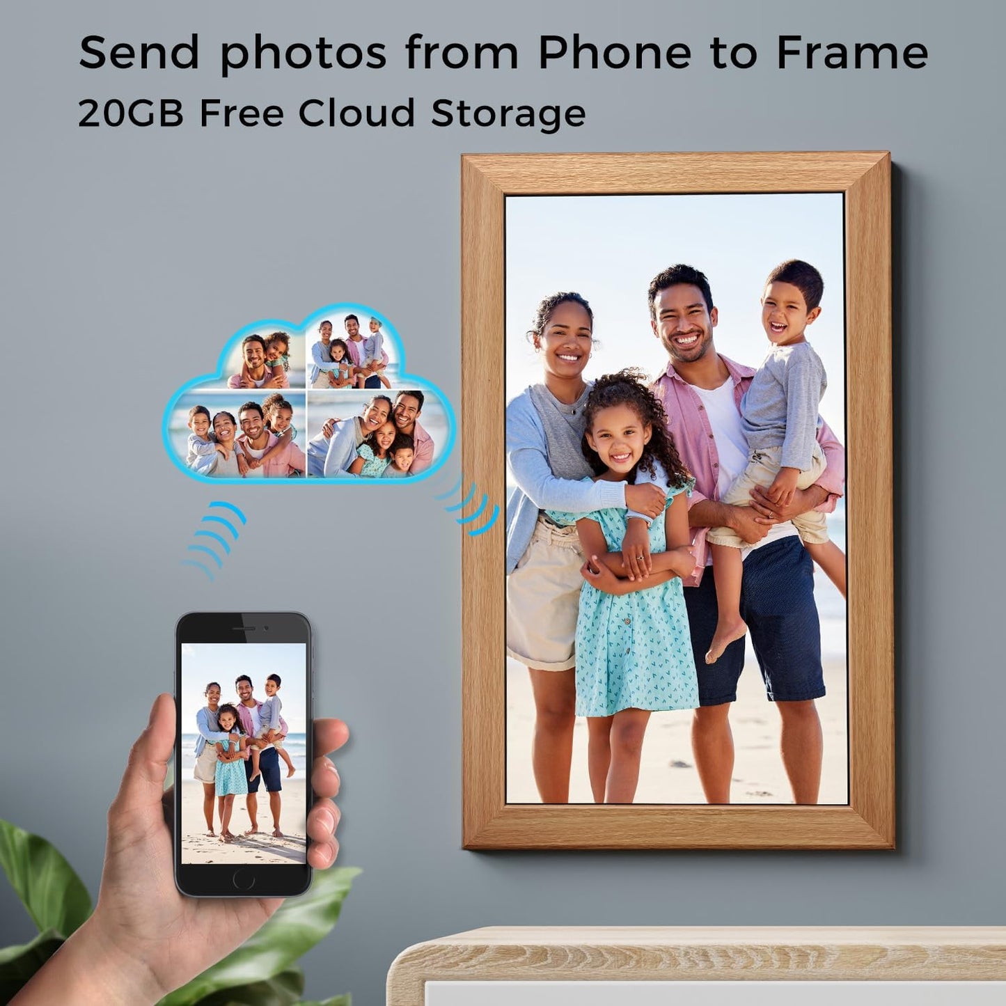 Sungale 21.5 True Cloud Frame: Enhanced Photo Experience with HD IPS LCD Screen, 16:9 Wide Screen, 20GB Cloud Storage, Remote Management, Easy Setup,