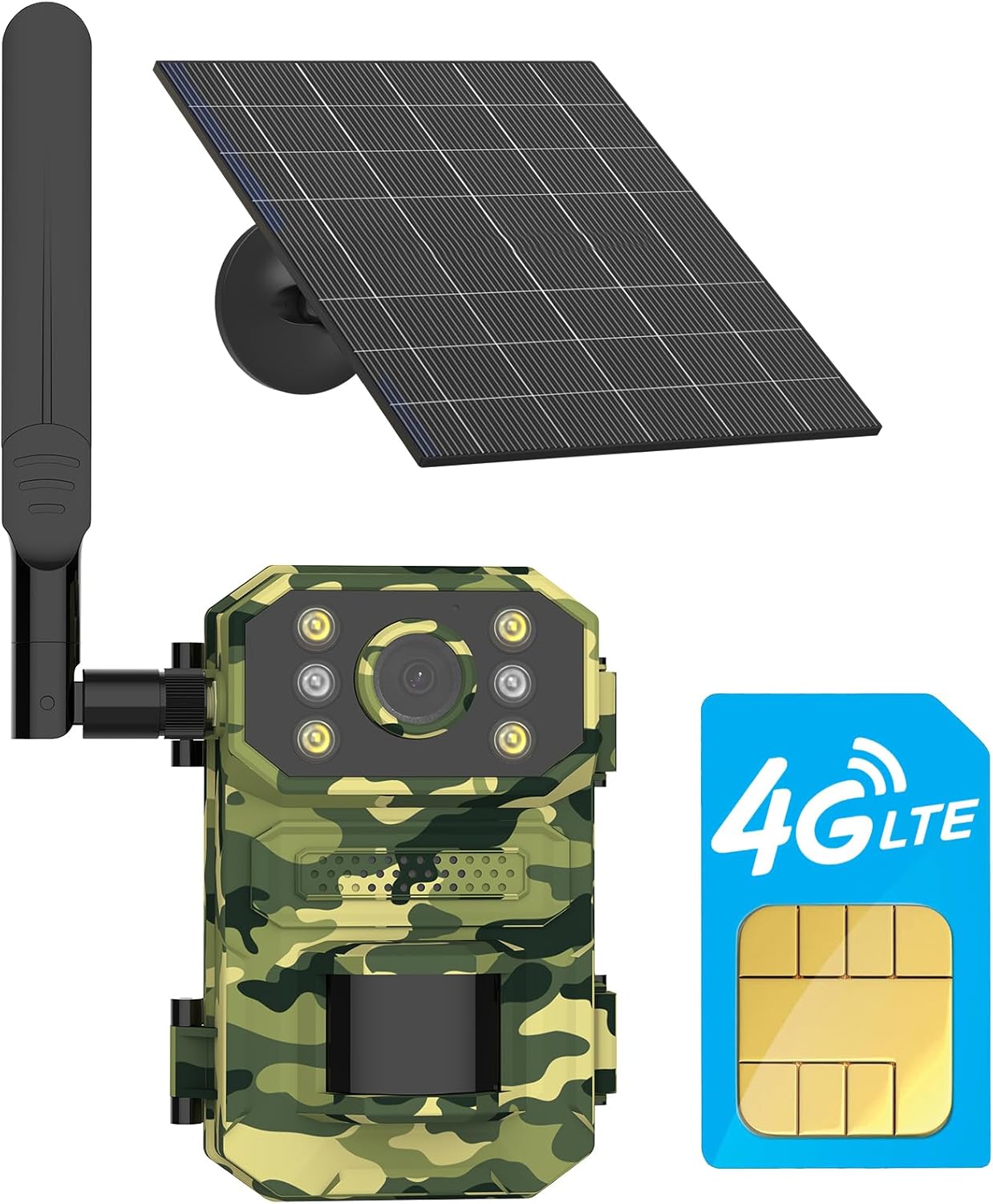 4G LTE Cellular Trail Camera 2.7K 14MP Photos,5W Solar Hunting Camera Work with Pre-Installed SIM Card Only,Wildlife Camera with 7800mAh Battery,PIR