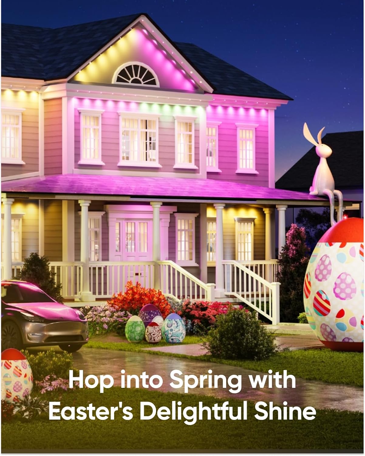 eufy Permanent Outdoor Lights E120, 50ft with 30 Dual-LED RGB and Warm White Eave Lights, IP67 Waterproof, App Control, AI Light Design, Endless Themes for Eas
