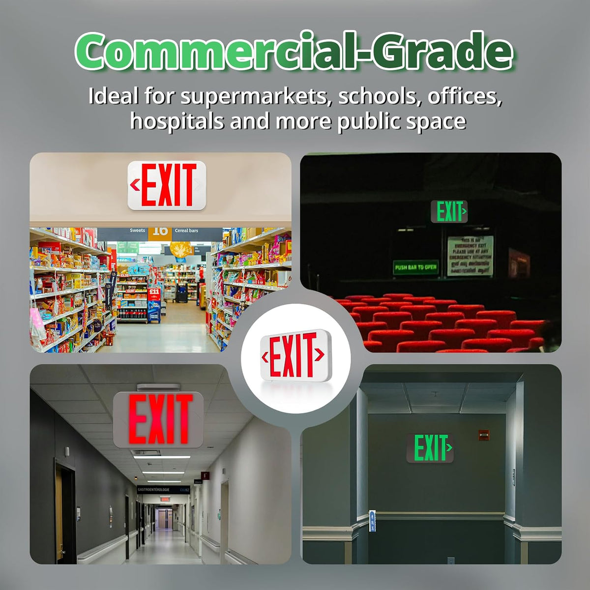 GKOLED Double-Sided LED Exit Sign, Switchable Color, Emergency Light, 6Pack