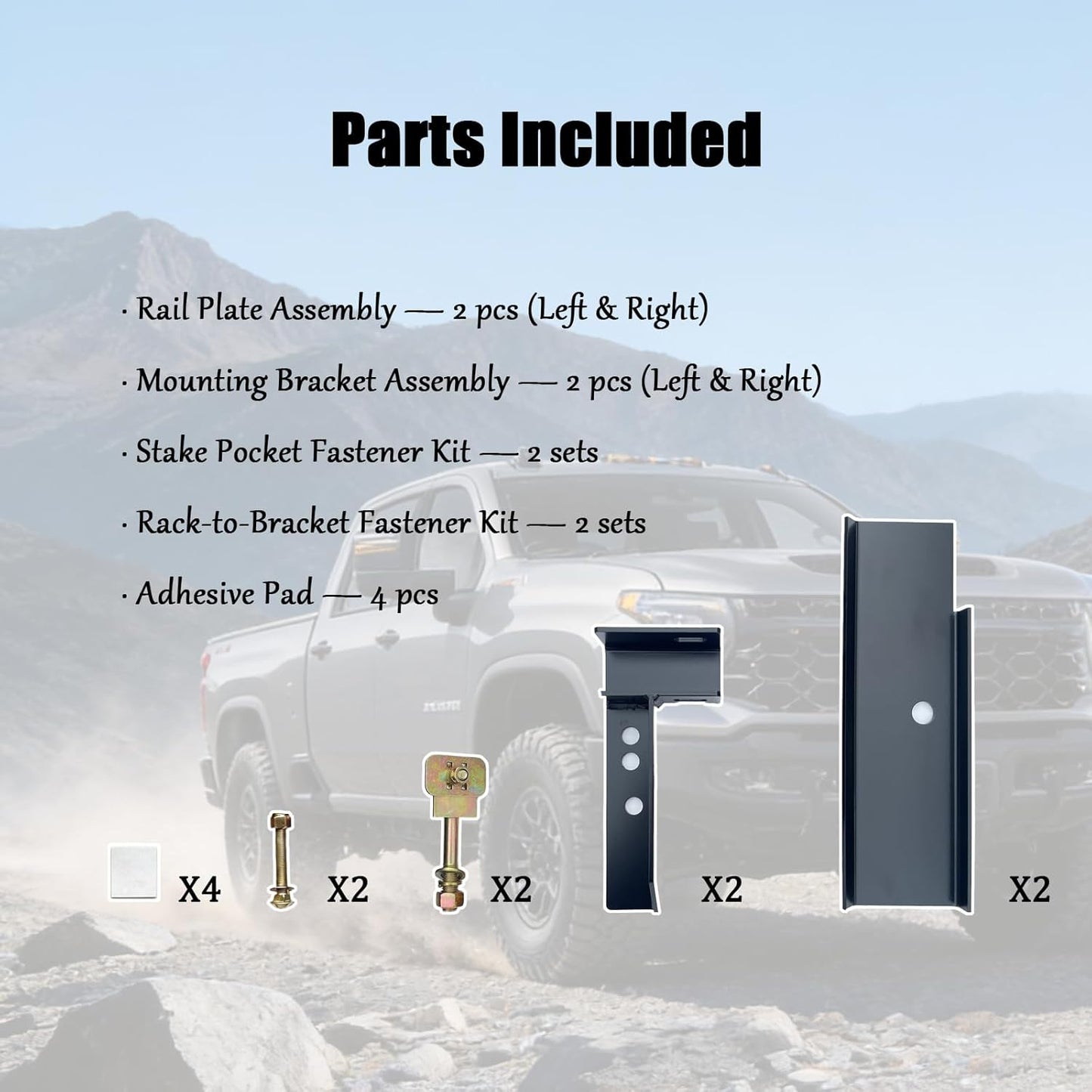 30119 Hardware Kit | for Use w/Standard Bed | Fits 2007-2018 Chevrolet GMC Silverado Sierra 1500; 07-19 Chevrolet GMC Silverado Sierra 2500 3500 HD | Black Powder Coat | No Drill Required