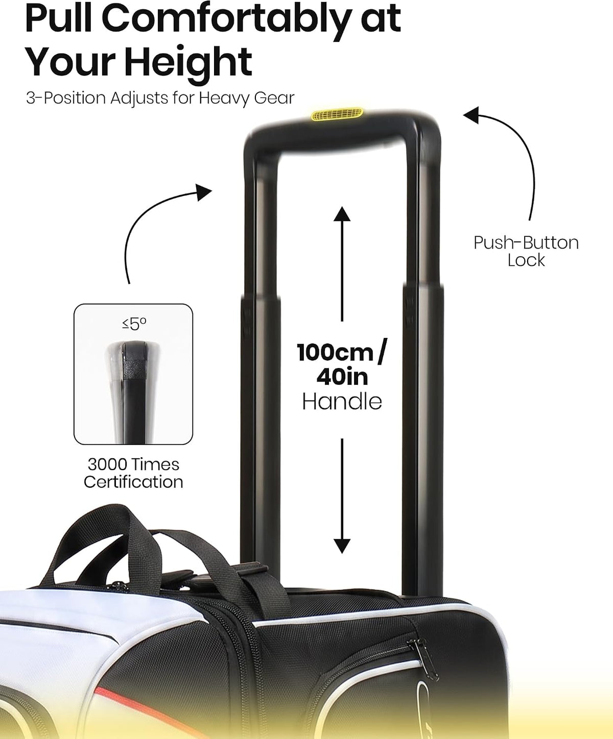Fanwoli 3 Ball Bowling Bag, Modular Add-On Ball Bag, Black White