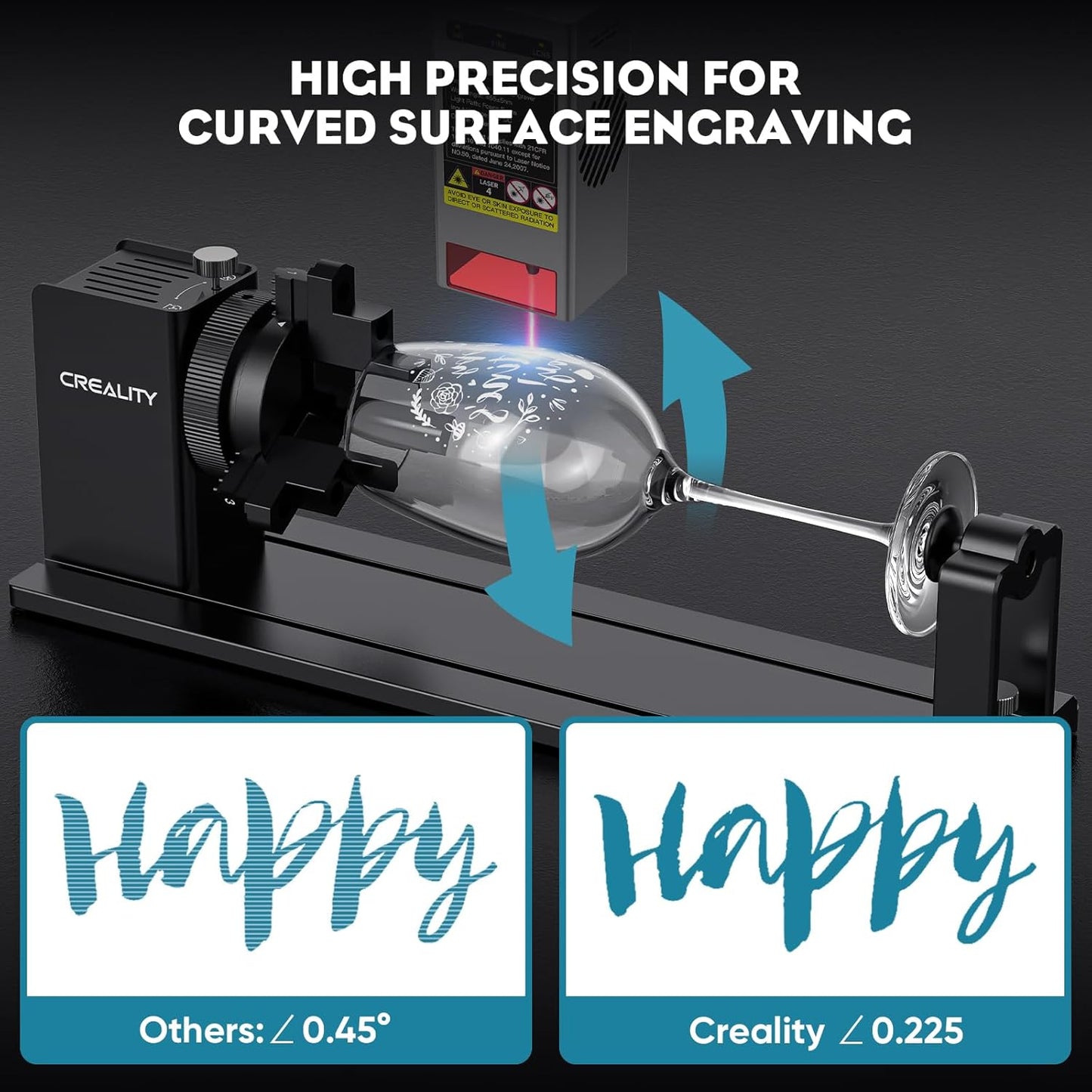 Creality Rotary Roller Pro, 4 in 1 Multi-Functional Laser Rotary Roller Y-axis Jaw Chuck Rotary for Engraving Cylindrical Objects, Tumblers, Wine