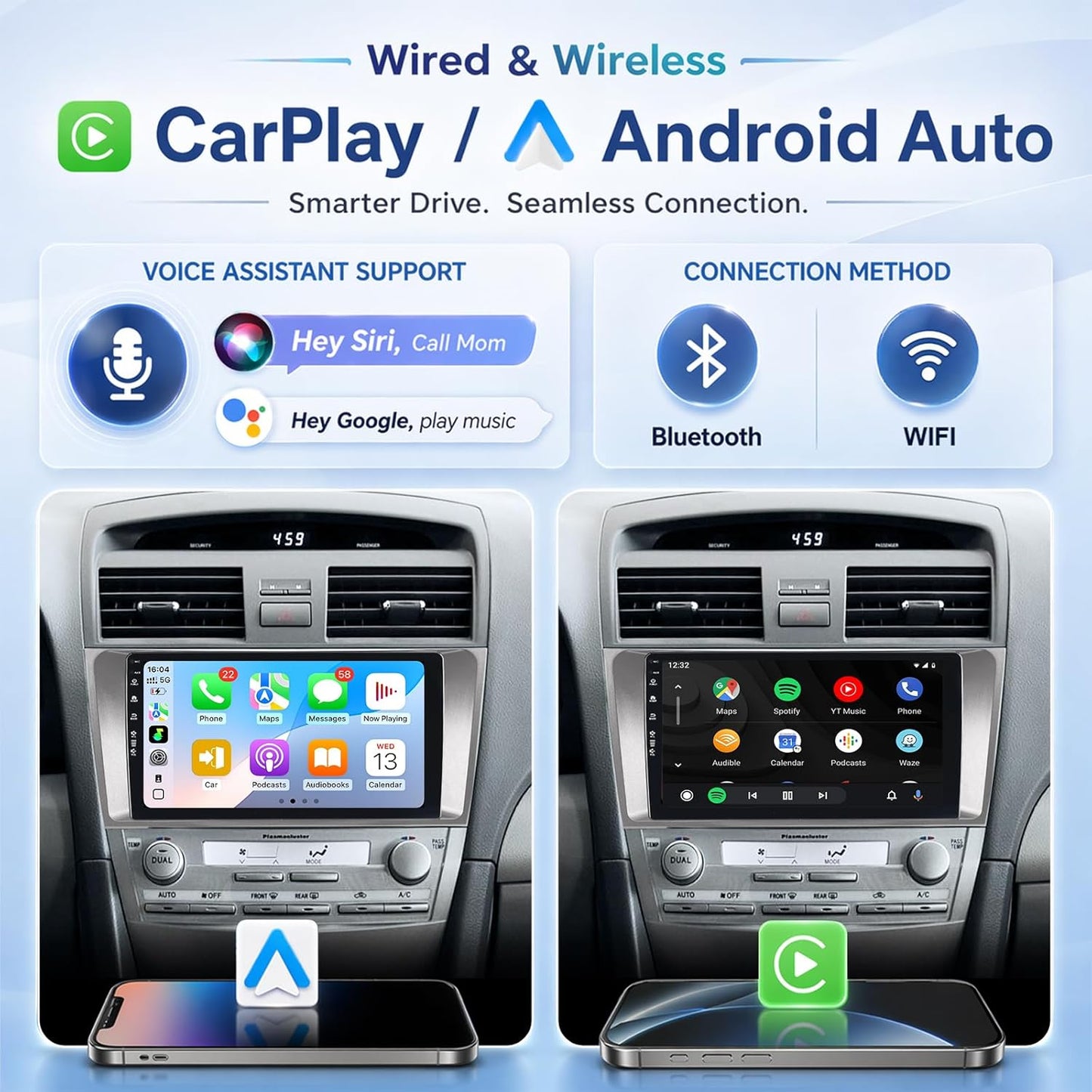 5G-WiFi6 (4Core 64G ROM) Car Radio Stereo for Toyota Camry 2006-2011,9 inch Touch Screen Head Unit with Wireless Carplay Android Auto GPS Bluetooth SWC FM 1080P Backup Camera (2Ram 64Rom)