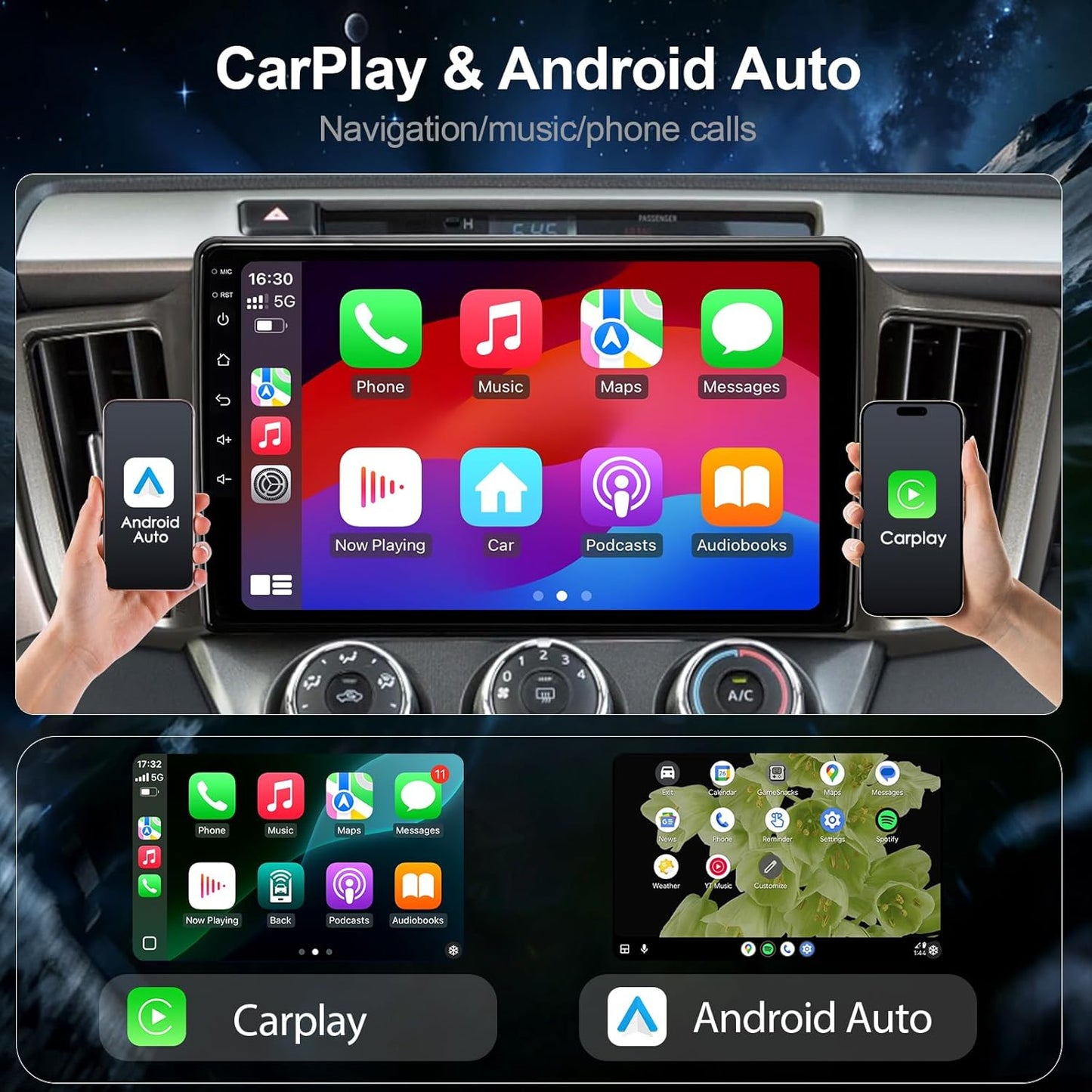 10.2'' 64GB Car Radio Stereo Upgrade for Toyota RAV4 2013-2018, Plug and Play Android 13 Head Unit with Wireless Carplay/Android Auto/1080P Backup Camera/AM FM Radio 4 Core 2+64GB