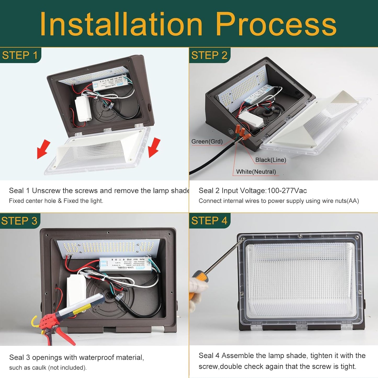 200W LED Wall Pack Lights,30000Lm 5000K Photocell IP65 Waterproof