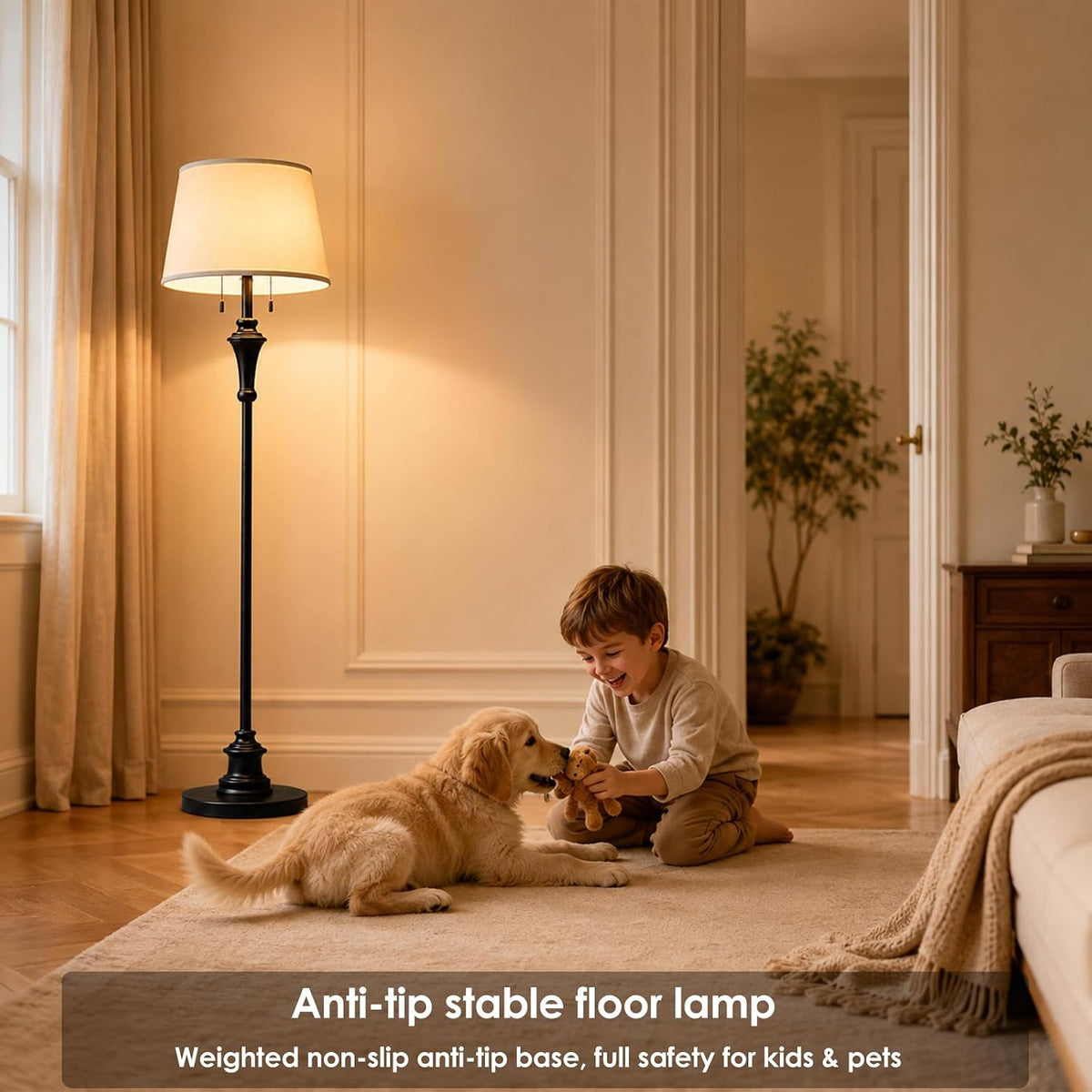 58’’ Remote Control Floor Lamps (E26 Bulbs Included)