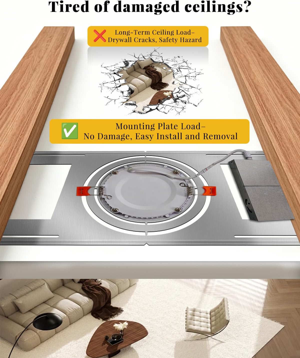 New Construction Mounting Plate - for 8/9/11 inch Recessed Light | 24 Packs, Measurement Marks, 26 inch Wafer Light Rough in Plate, Screws Included, Adjustable Slots, Galvanized Steel