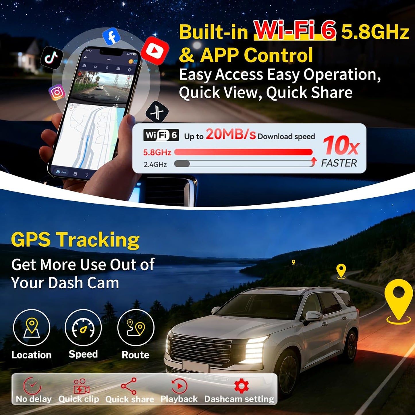 Front 4K Dash Cam fit for 2026 Hyundai Palisade & Palisade Hybrid,OEM Look,Camera 2160P Video HDR,Built-in 5.8G WiFi& APP,GPS,Plug&Play,G-Sensor,Easy to Install,Loop Recording
