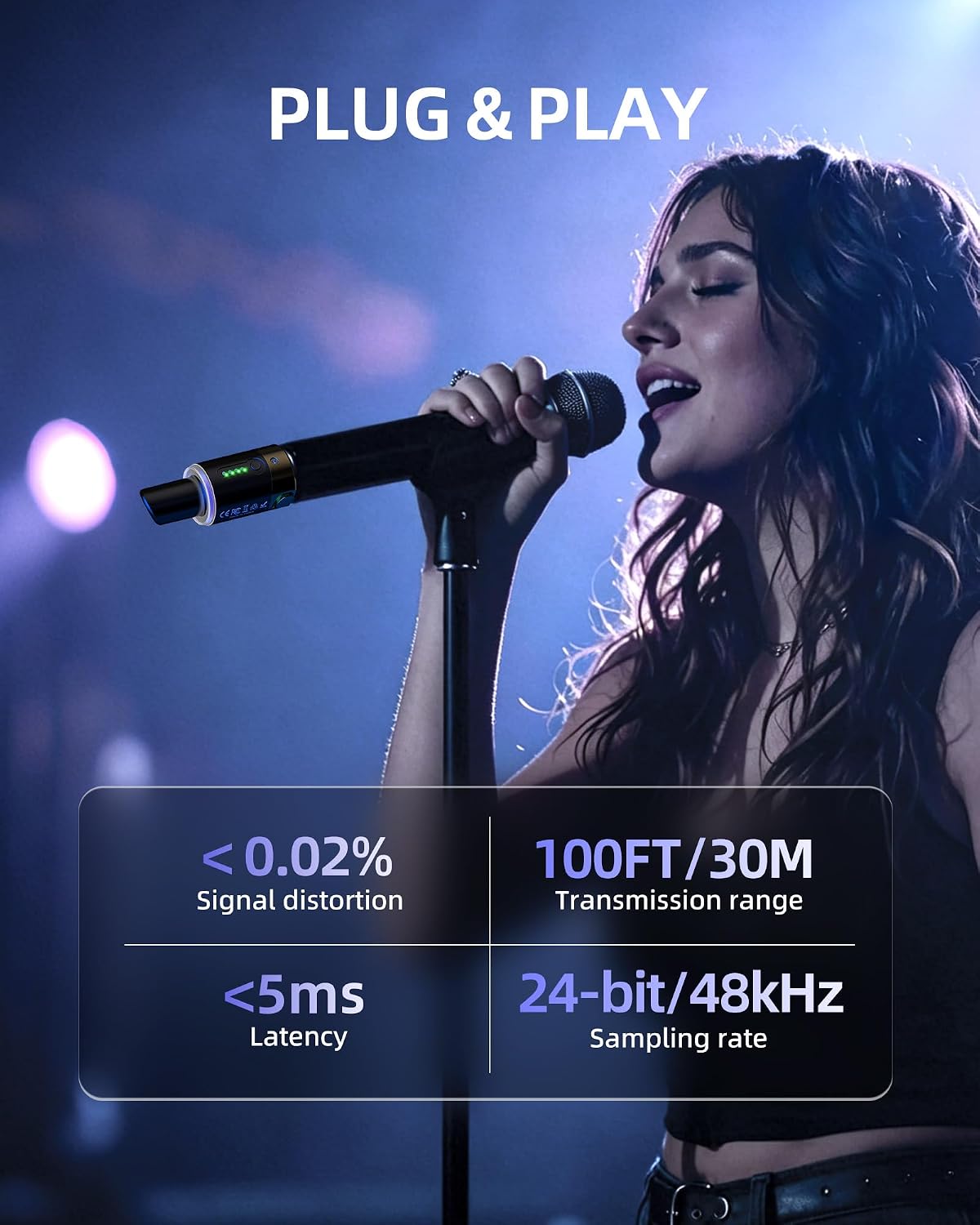 LEKATO 5.8GHz Wireless XLR Microphone Transmitter Receiver Plug-on MW-1 | No Interference, 5ms Low Latency,5H+ Working Life,4 Channels, Dynamic/Condenser Mic(Phantom-Powered),for Live Stage, Churchs