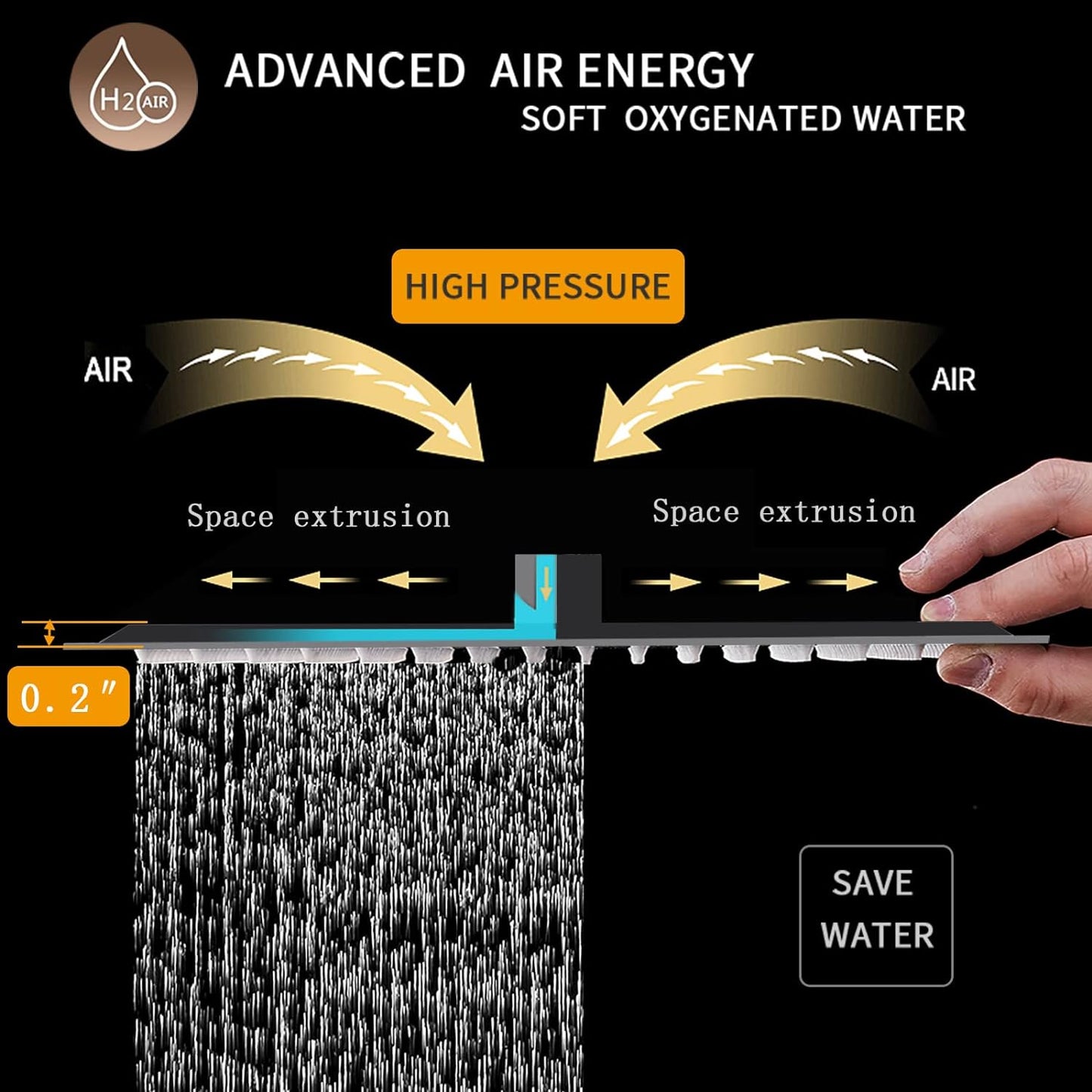 BESy Shower System with 12 Inch Rain Shower Head and 4 Full Body Spray Jets, High Pressure Rainfall Shower Faucet Fixture Combo Set with 4 in 1