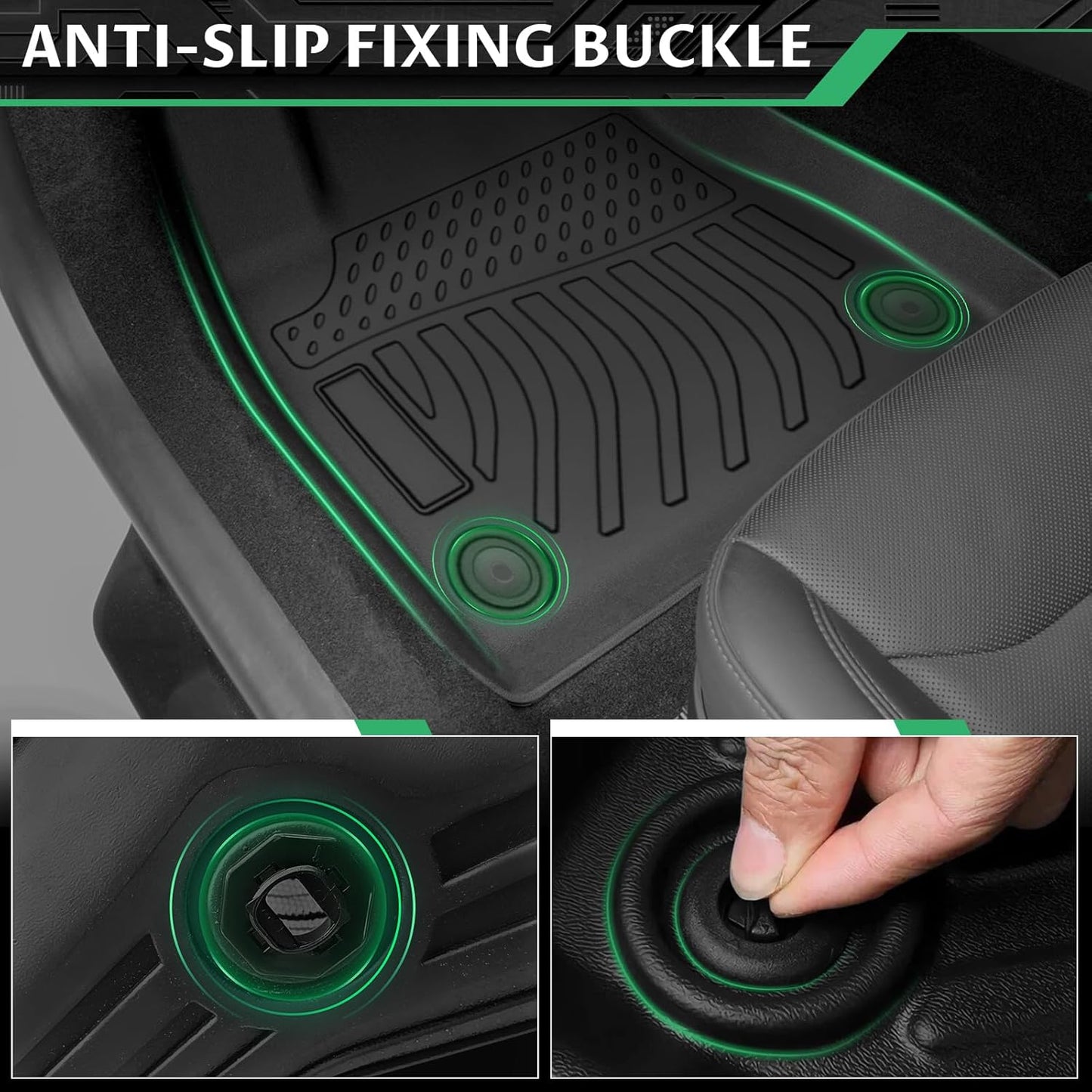 Floor Mats for Land Rover Evoque 2011-2019, NOT for Convertible or 3 Door/Coupe, TPE Non-Slip Waterproof Front & 2nd Row & Cargo Liner Floor Liners Set, Custom Fit Rover Evoque Floor Mats Accessories