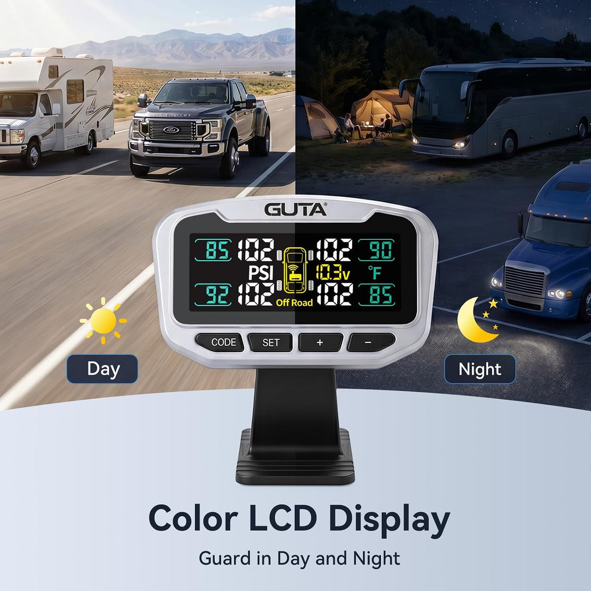 GUTA GT90 Tire Pressure Monitoring System, 0-188 PSI TPMS with 6 Sensors 6-Sensors