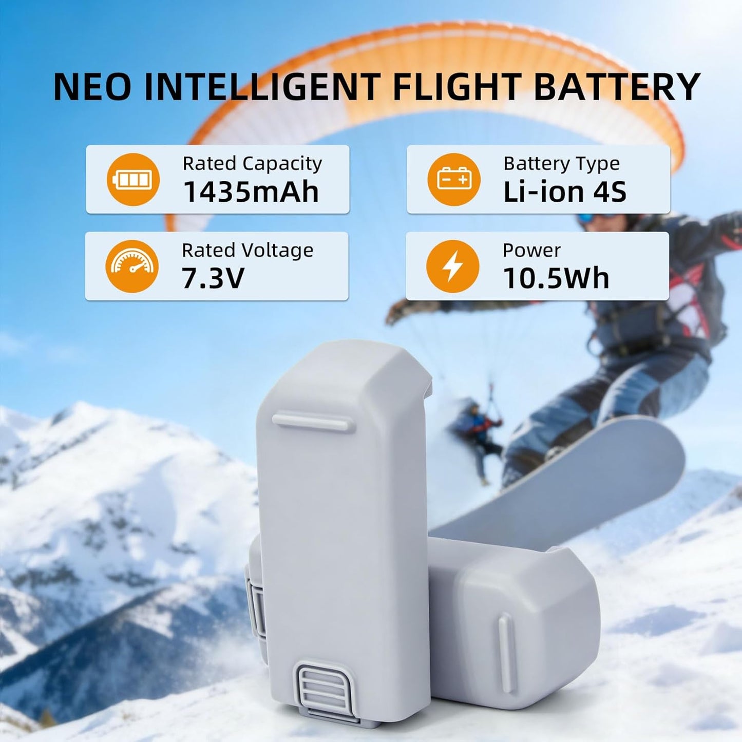 (2-Pack DJI Neo Battery,1435mAh Intelligent Flight Replacement Li-ion Battery,Max 18 Mins Flight Time,Compatible with DJI Neo Drone