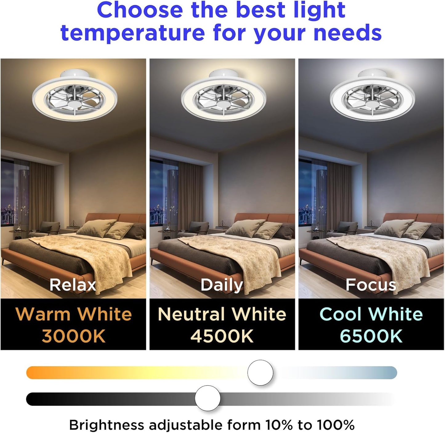 ocioc Low Profile Ceiling Fans with Lights,18 in Smart Ceiling Fans with Alexa/Google Assistant/App Control Color Changing LED-RGB Back Ambient Light