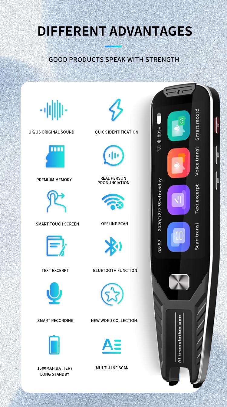 FHC ENTERPRIZE Newest 2023 Model - Portable Offline & Online Pen Scanner and 140 Language-Photo Translator for Dyslexia Students - Easy-to-Use and