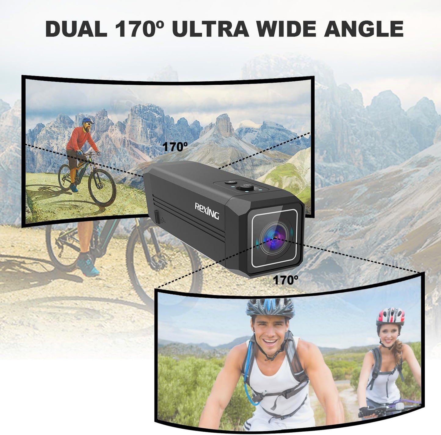 RexingUSA A1 Two-Way Action Camera 1080p@30fps, Wi-Fi Connectivity, Broad View, Wrist Remote Control, IMX307 Sensor, Water-Resistant, Extreme Sports