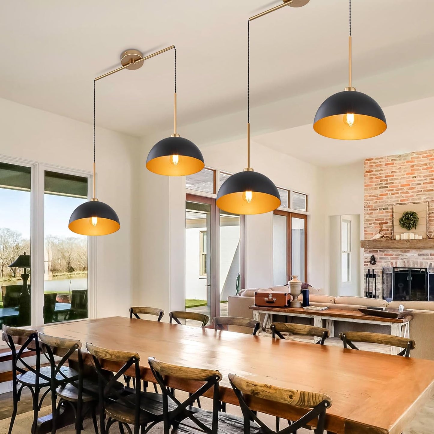 Pendant Lights Kitchen Island, 2 Light Dome Pendant Light Black Light Fixtures