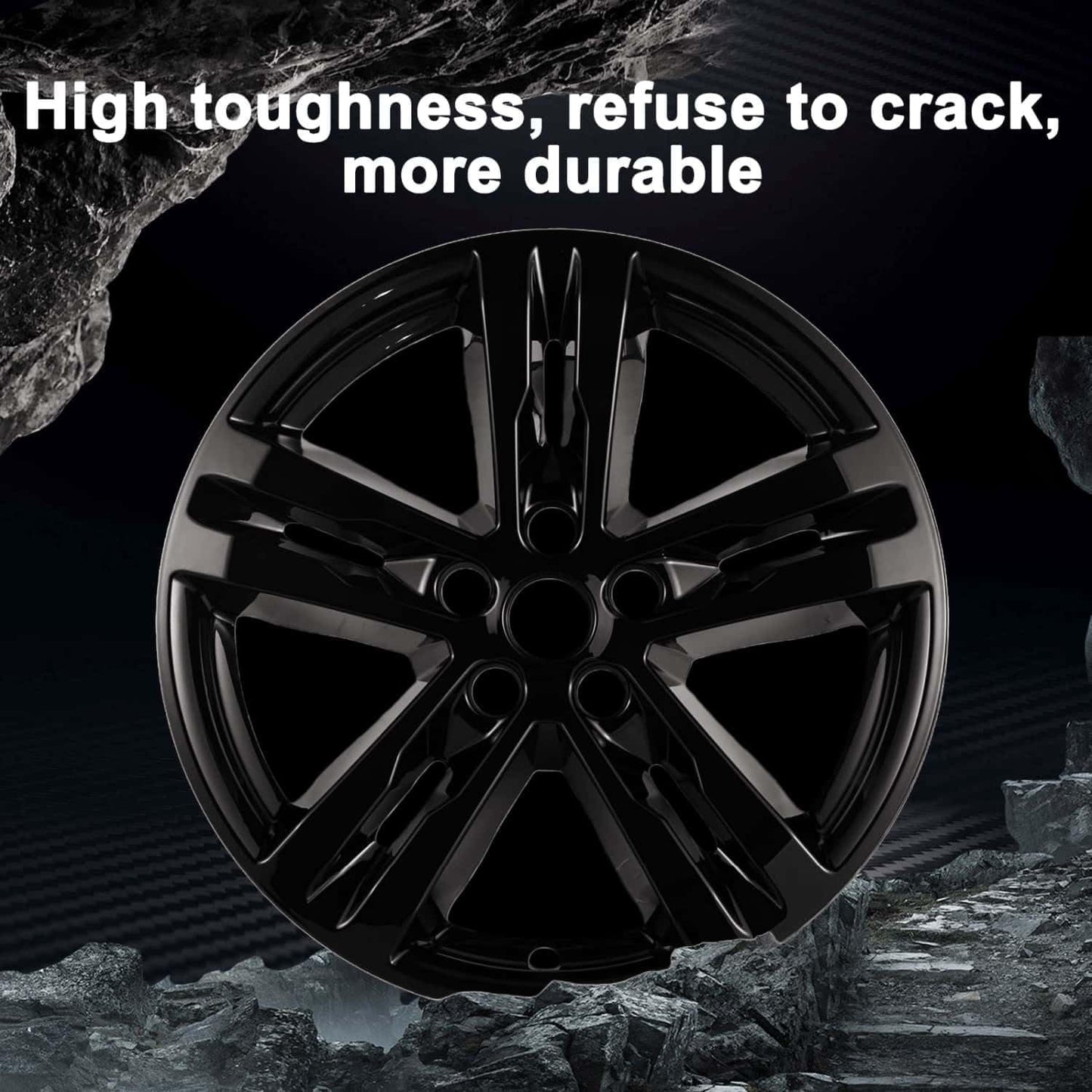 18 inch Wheel Skins compaitble with Ford Explorer 2020-2024; Set of 4 Wheel Covers ; Glossy Black
