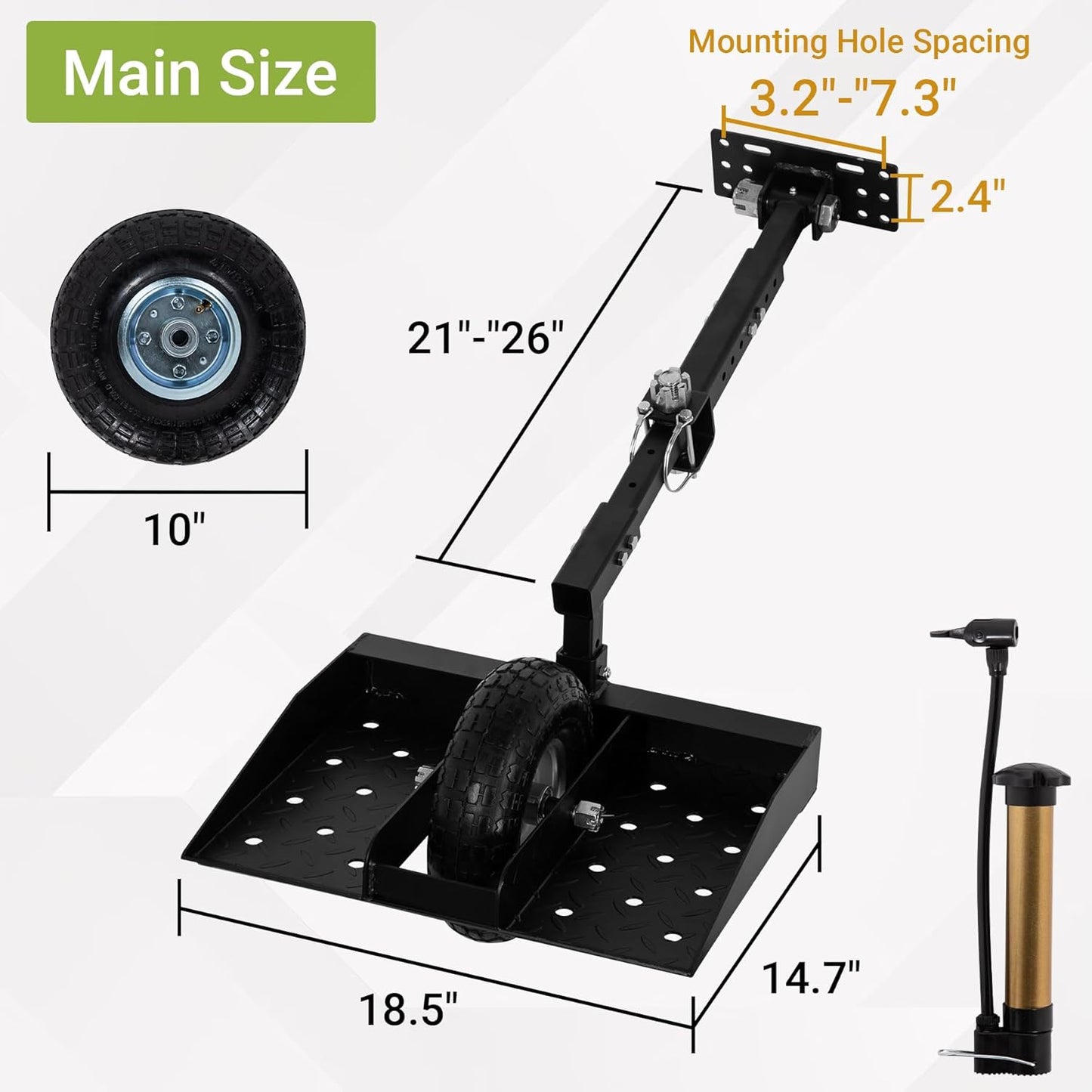 Lawn Mower Wheel Sulky, Walk Behind Mower-Sulky, Lawn Trailer with 10" Vacuum Tire for Mower, Easy Forward & Reverse Lawn Mower Trailer, Black